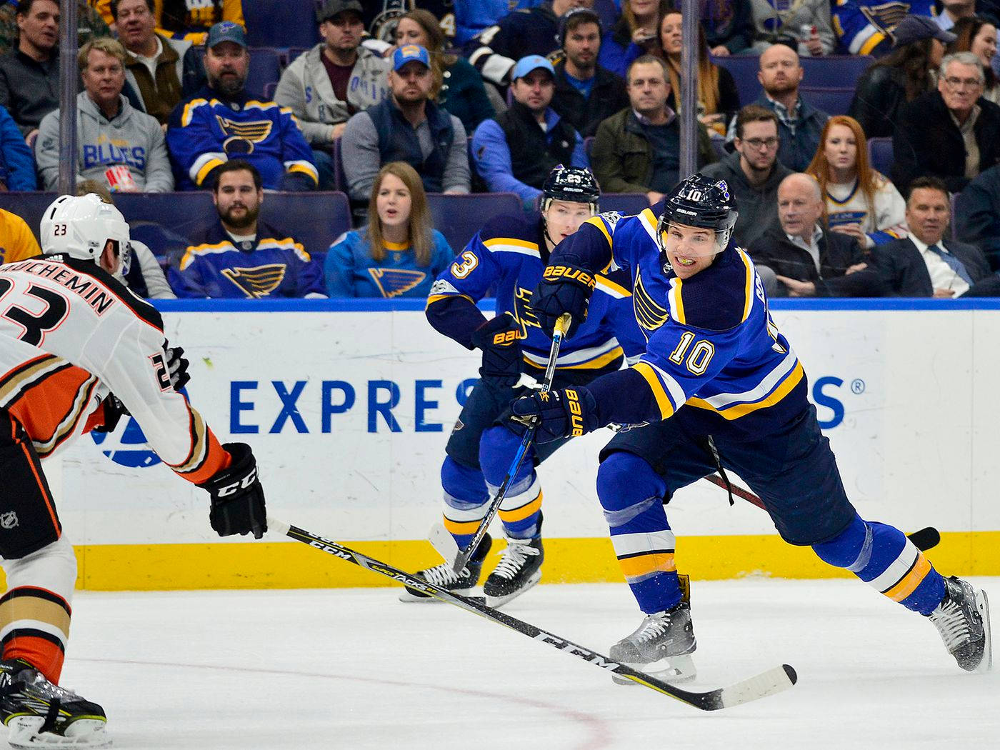 Blues Brayden Schenn Match Versus Anaheim Ducks 2020 Background