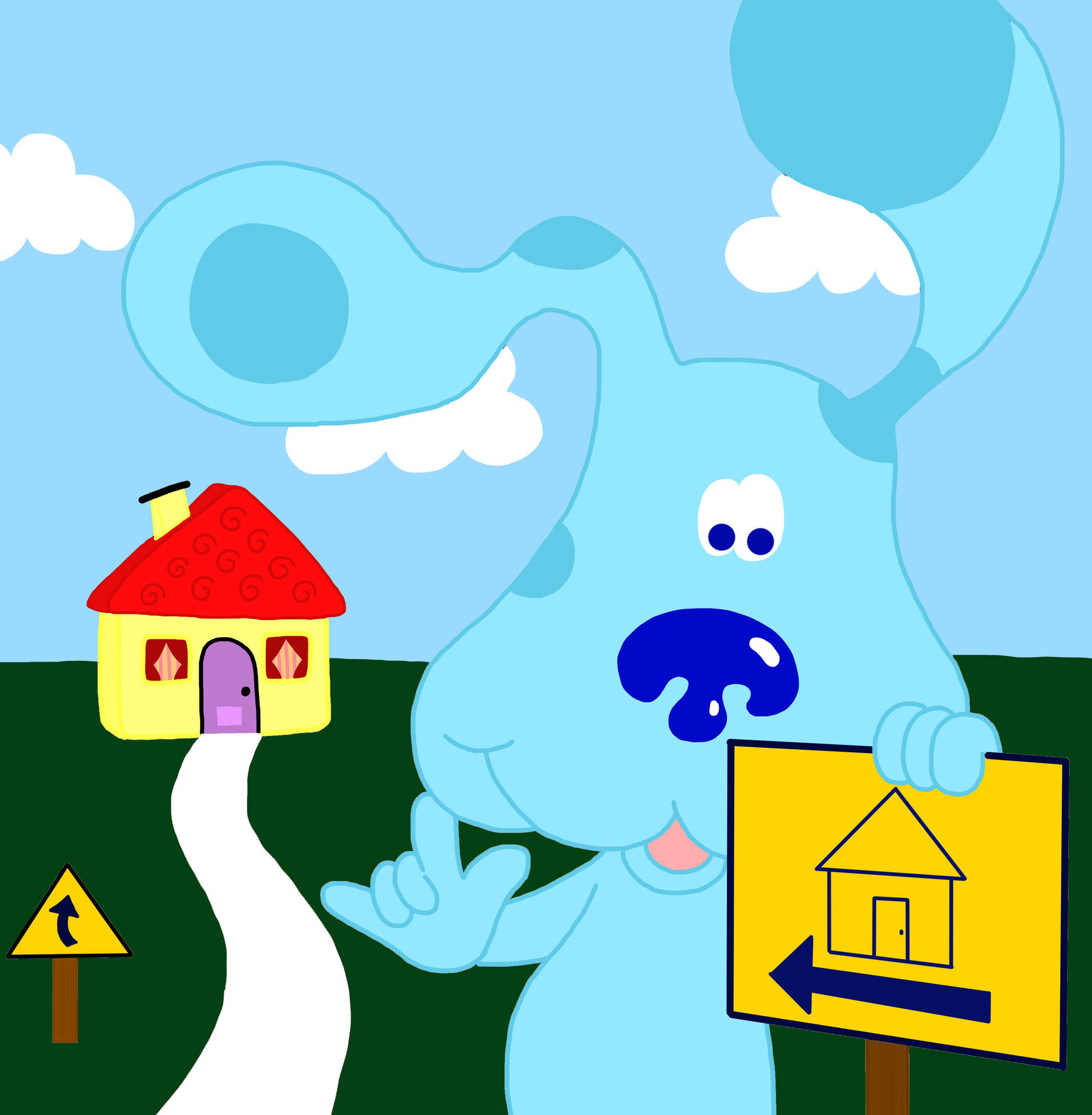 Blues Clues Blue With Sign Background