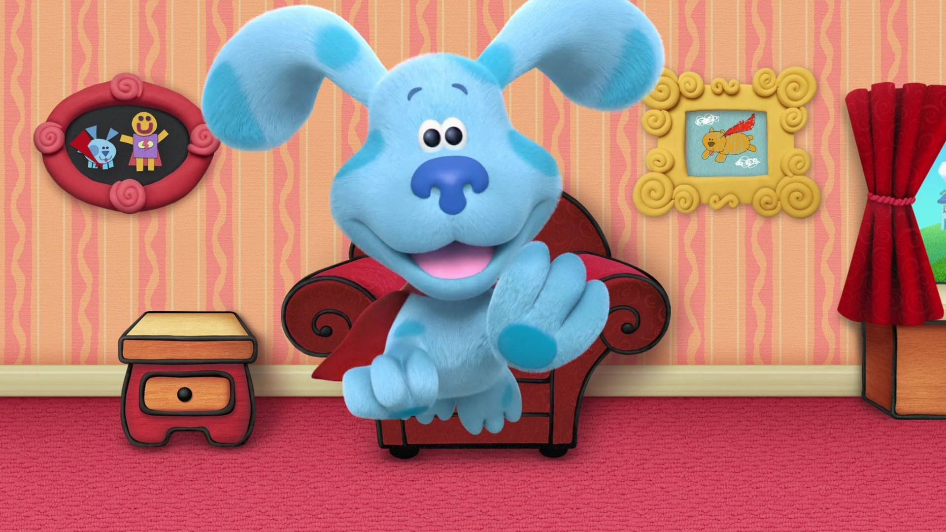 Blues Clues Jumping Blue Background