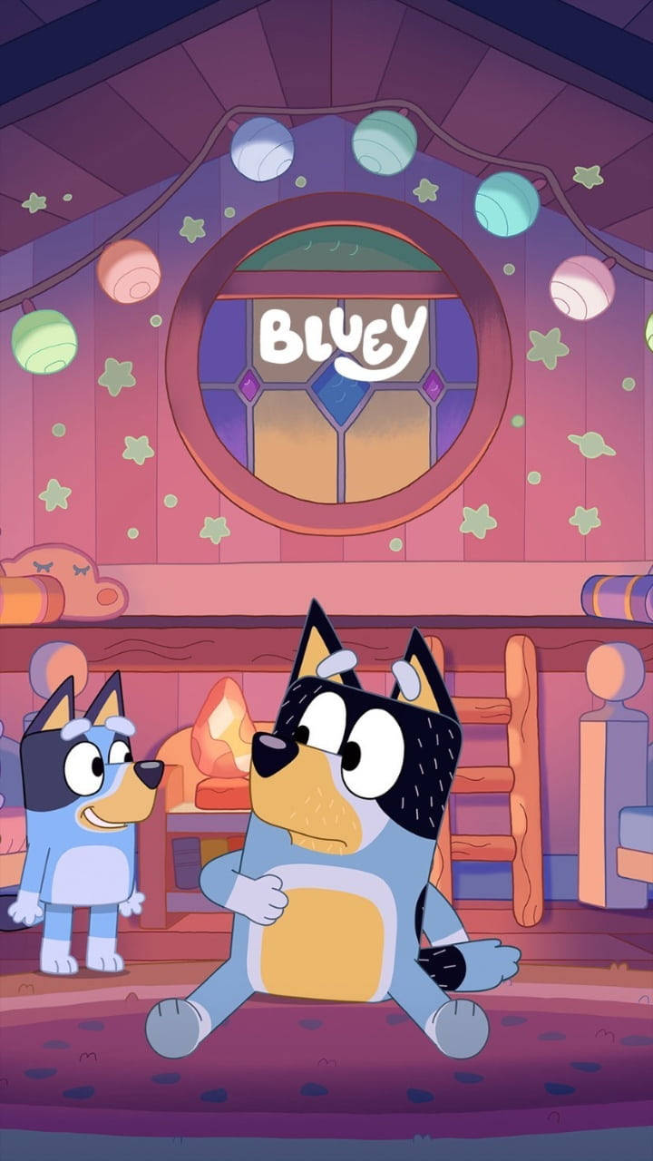 Bluey And Bandit Inside Decorated House Background