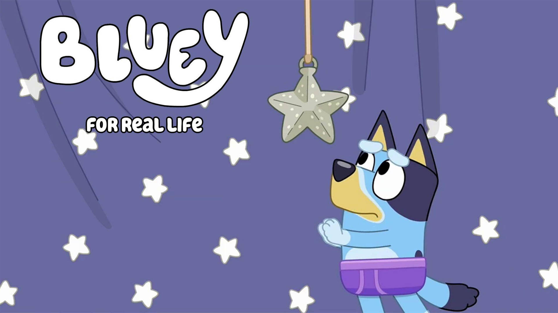 Bluey Wishing On Hanging Star Background