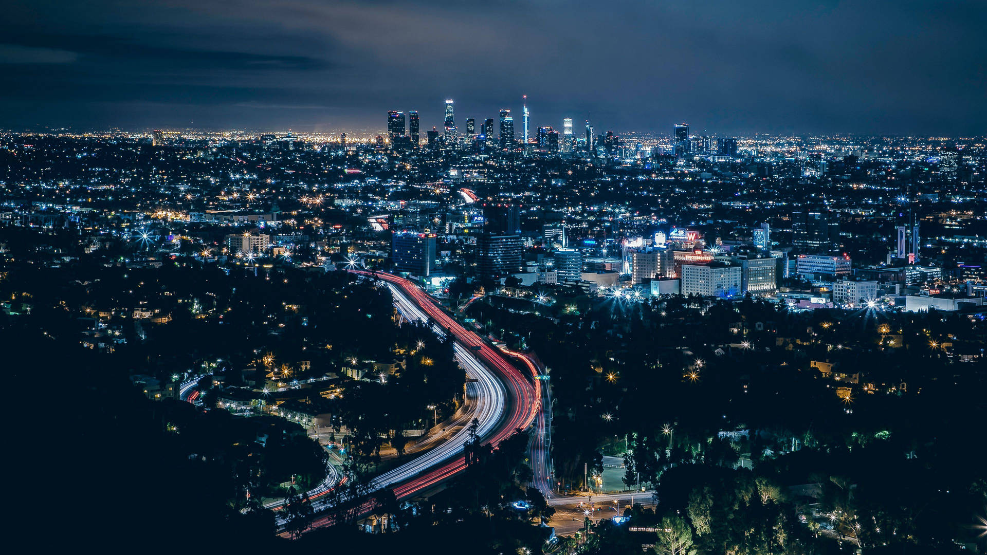 Bluish Long-exposure Photo Of Los Angeles 4k