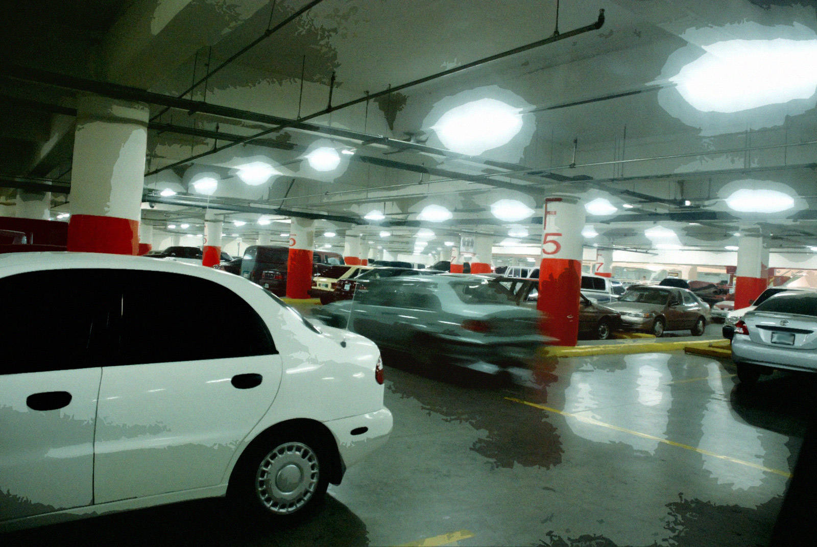 Blurry Car Leaving Parking Lot Background