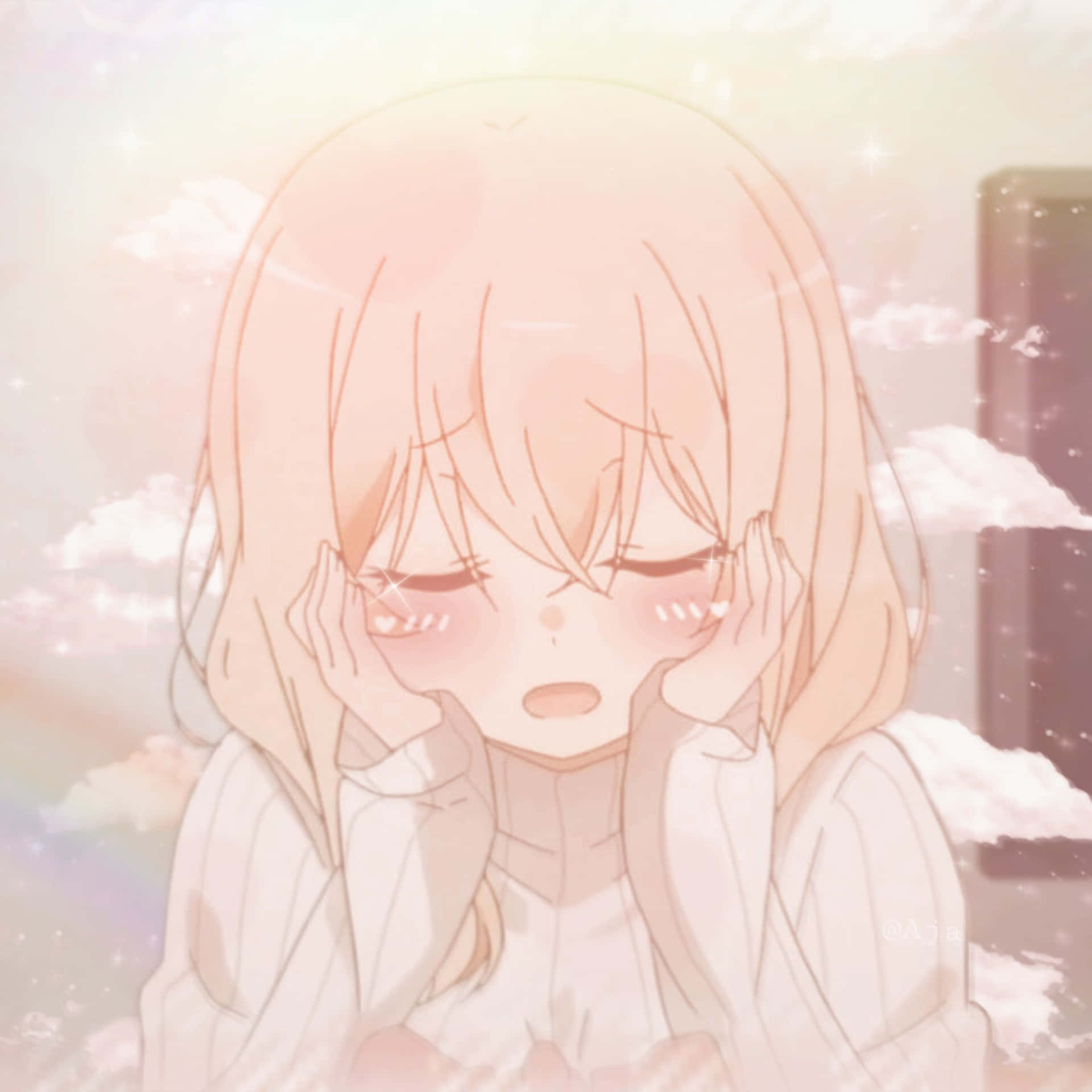 Blushing Anime Girl Aesthetic Discord Pfp Background