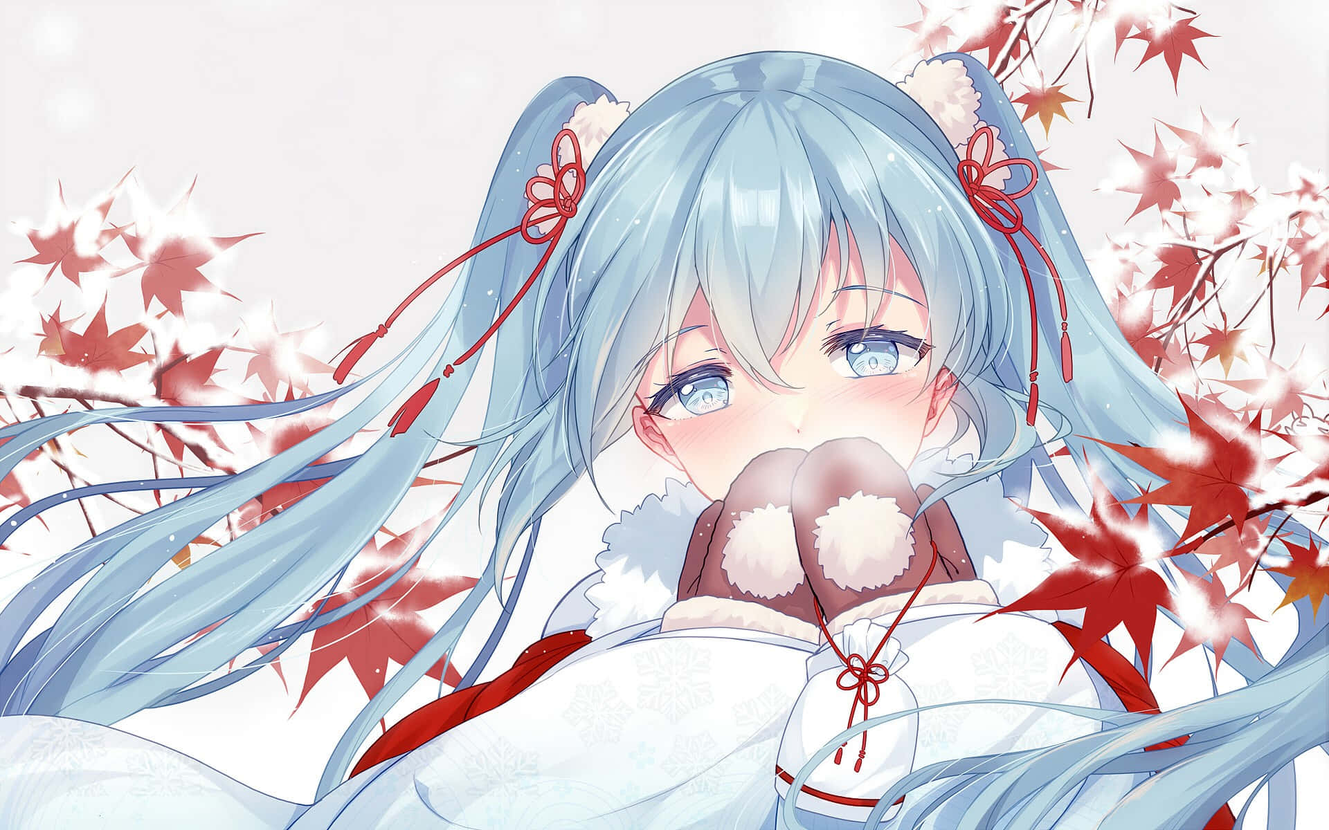 Blushing Anime Hatsune Miku Background