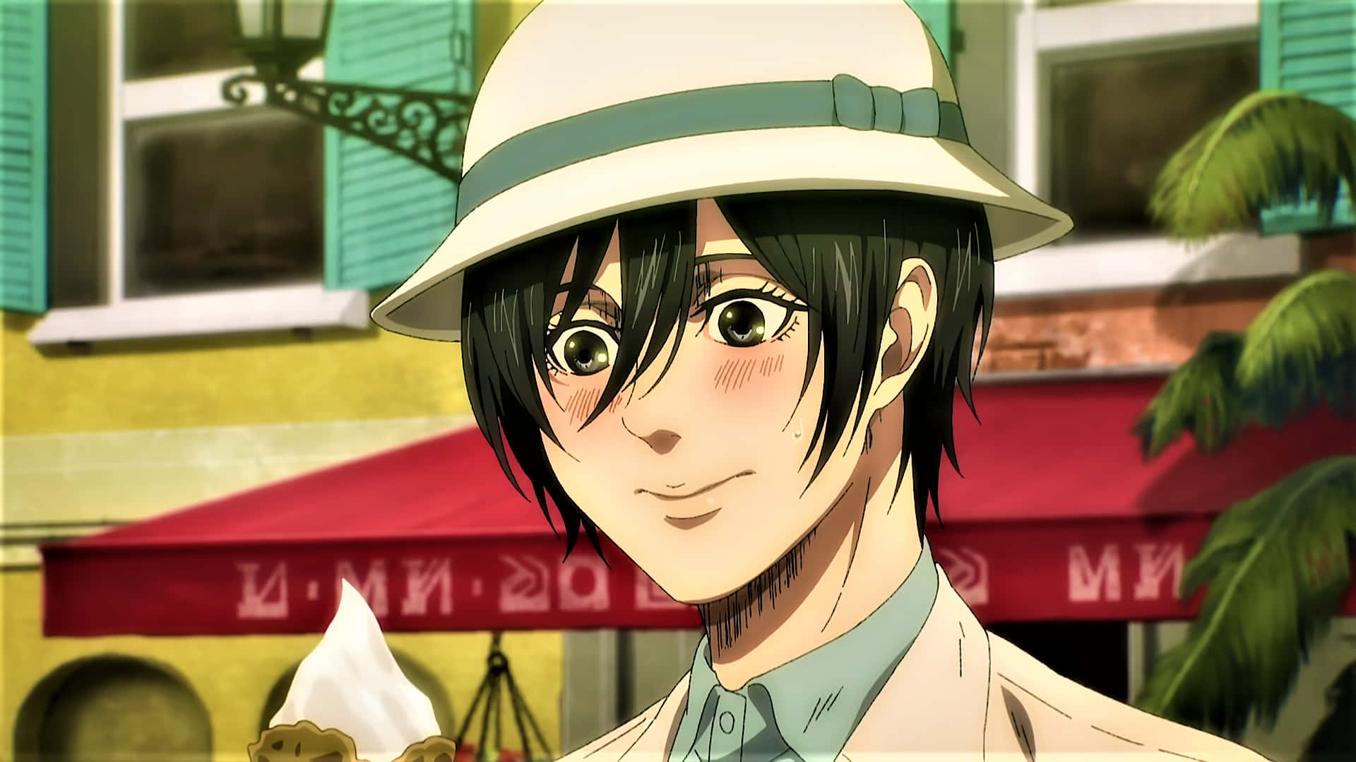 Blushing Anime Mikasa Ackerman Background