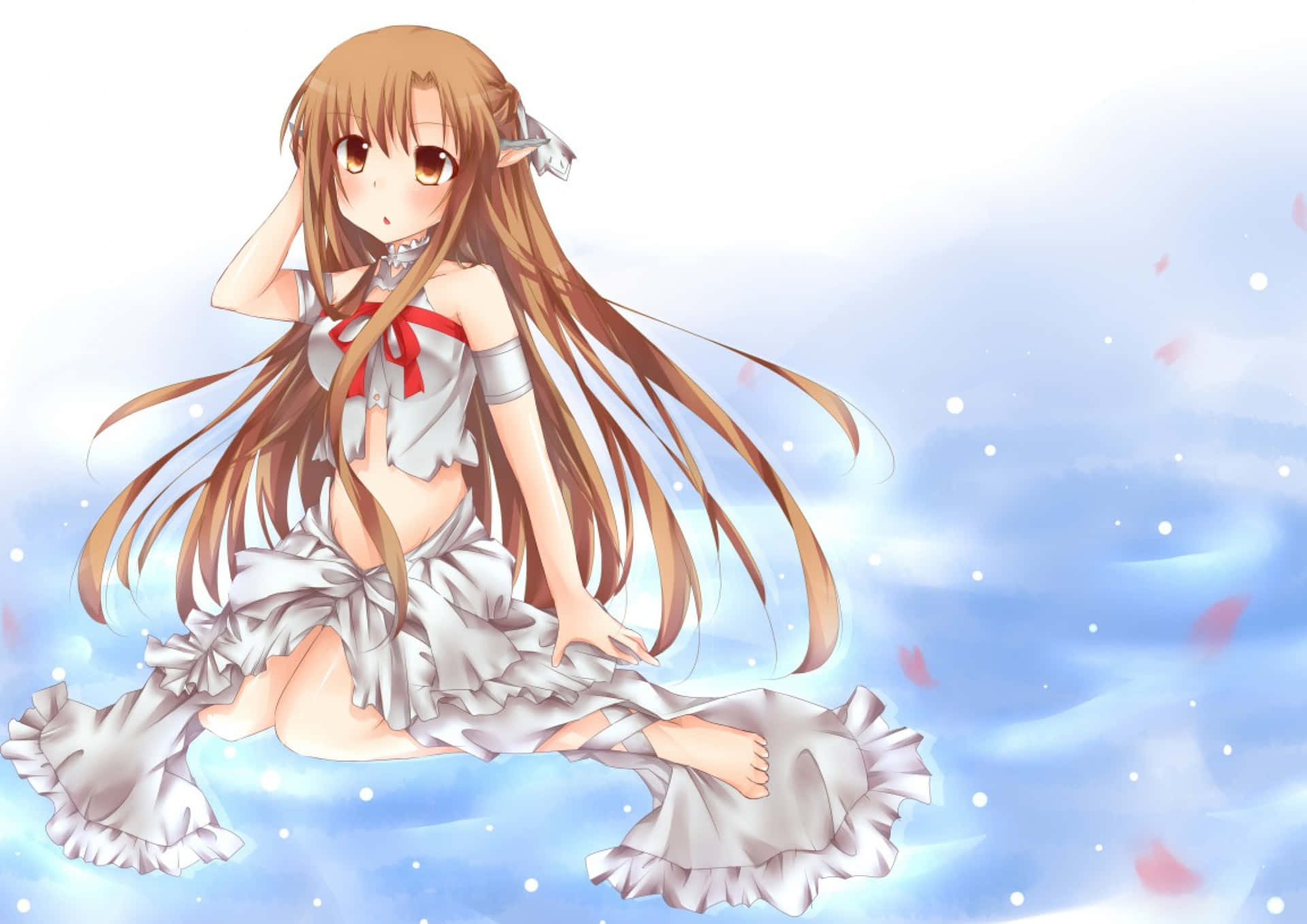 Blushing Asuna From Sword Art Online Background