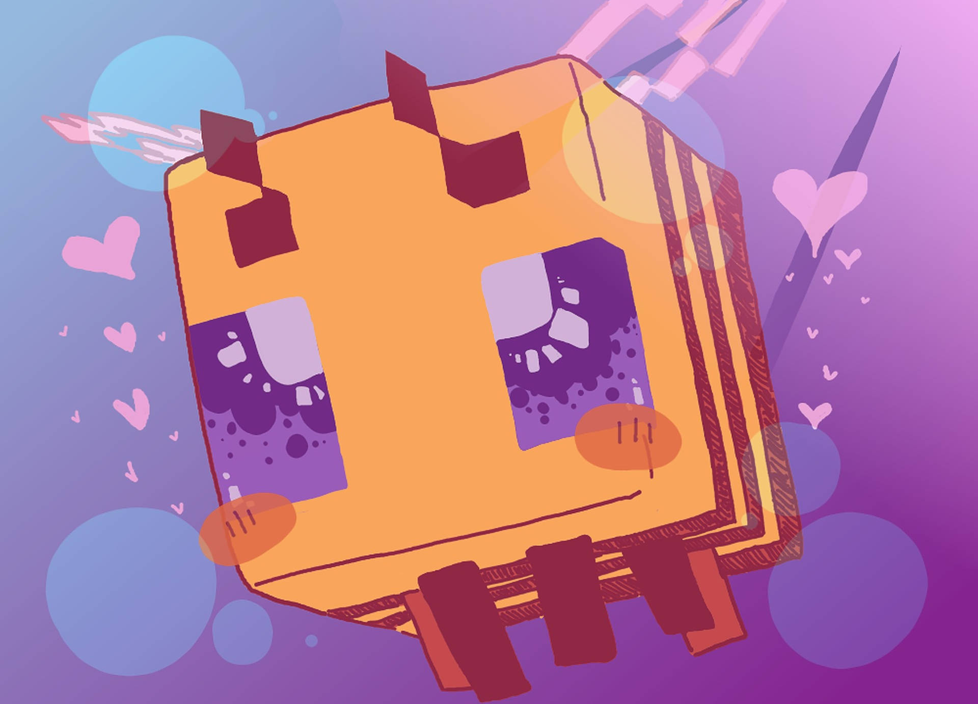 Blushing Minecraft Bee Background