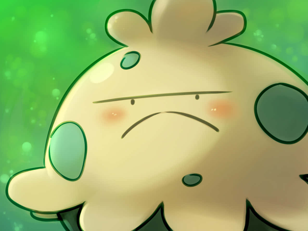 Blushing Shroomish Green Background Background