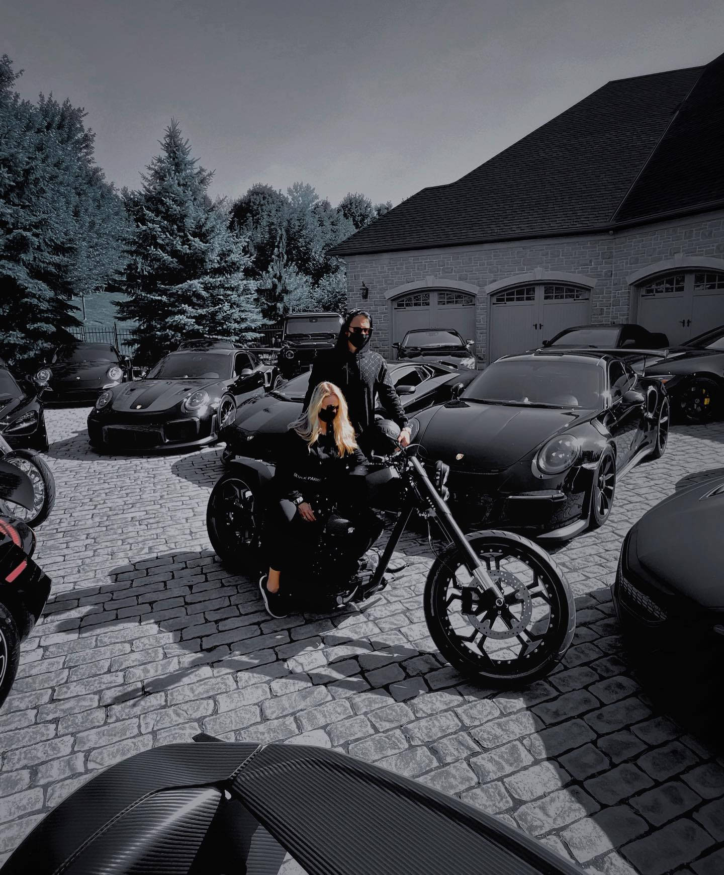 Blvck Paris Black Cars And Motorcycle Background