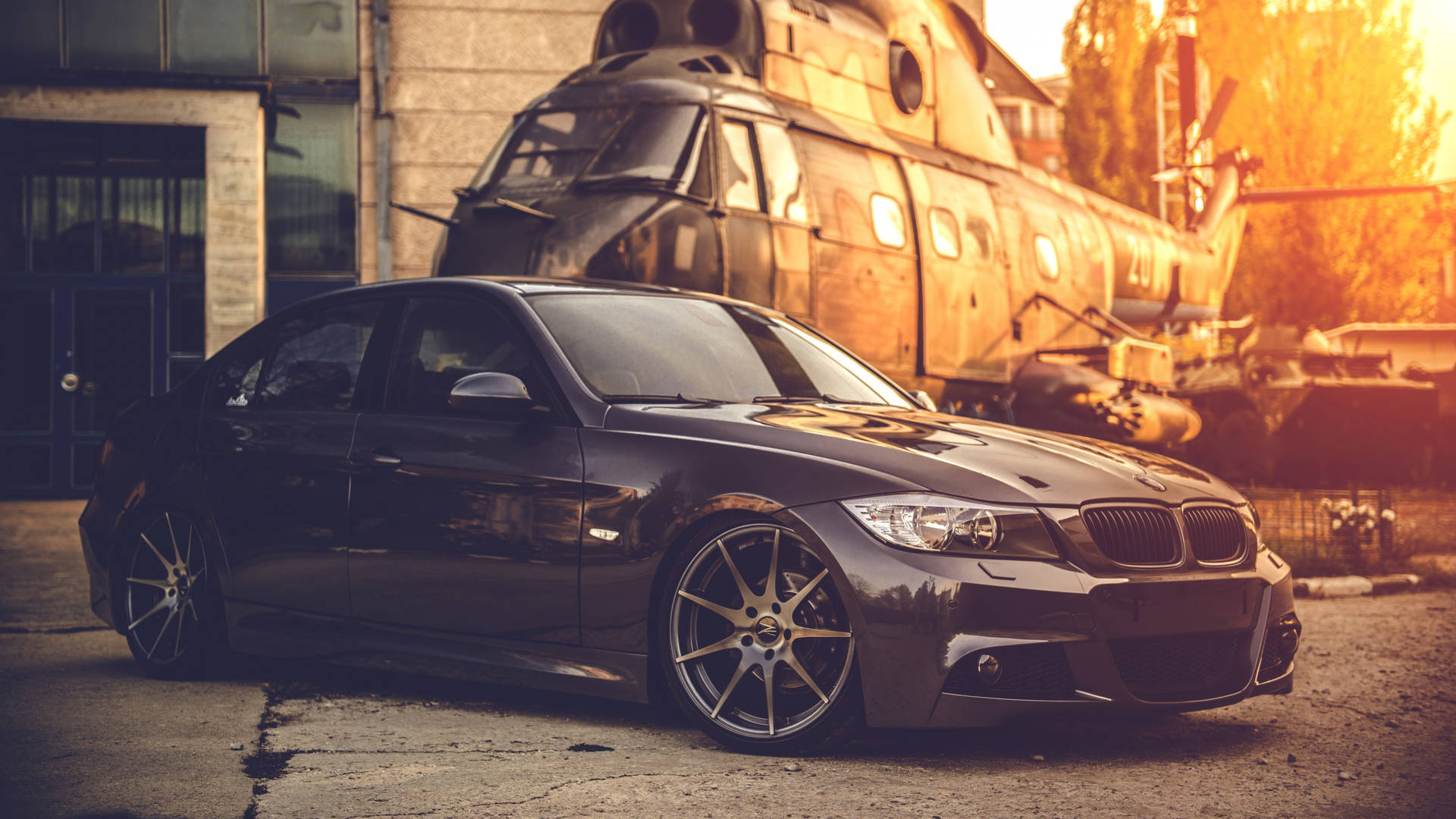 Bmw Luxury Sedan In Deep Blue Background