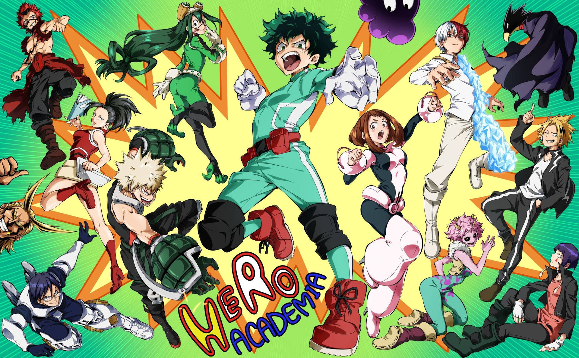 Bnha Characters In Quirky Poses Background