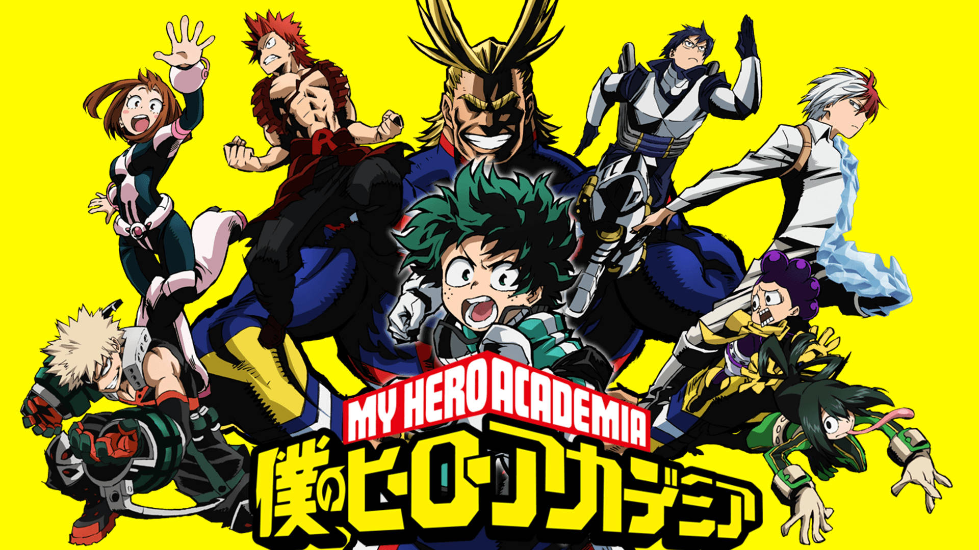 Bnha Hero Characters Yellow Poster Background