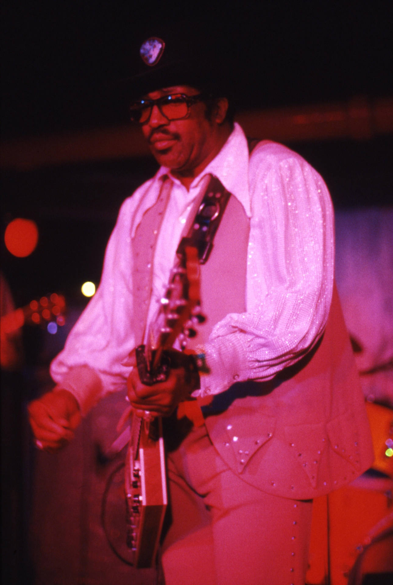 Bo Diddley On Pink Light Background