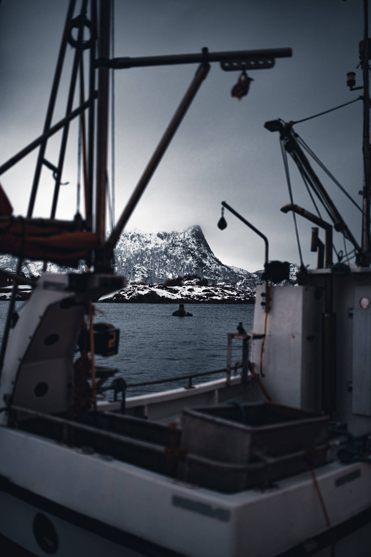 Boat In Grayscale Background