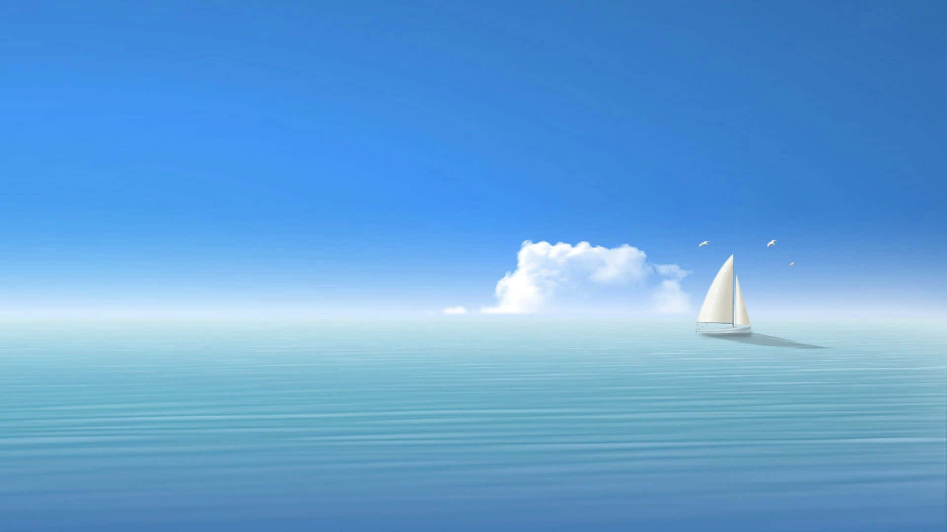 Boat On The Calm Sea Blue Pc Background