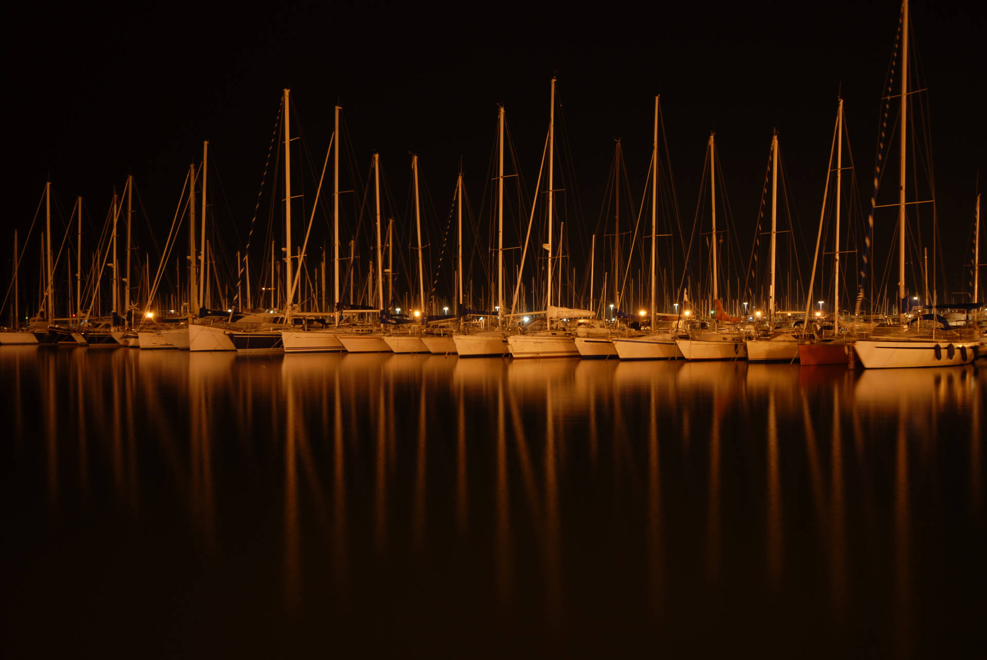 Boat On Water At Night Background