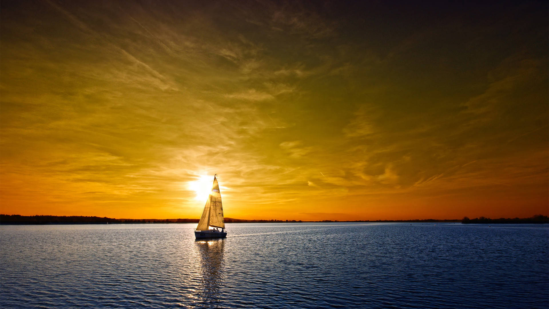 Boat Sails The Summer Sea Desktop Background