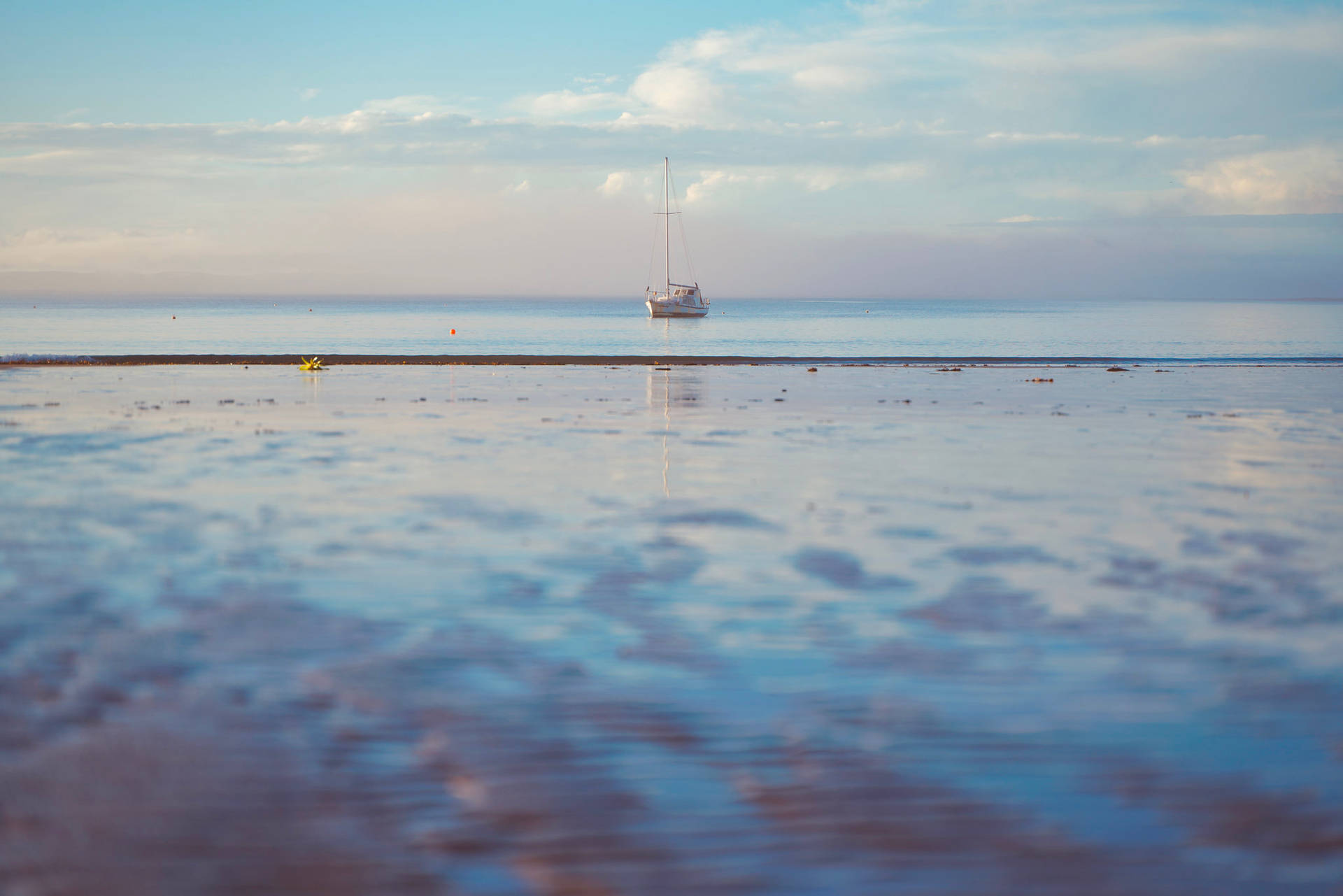Boat Silhouette During Low Tide Background