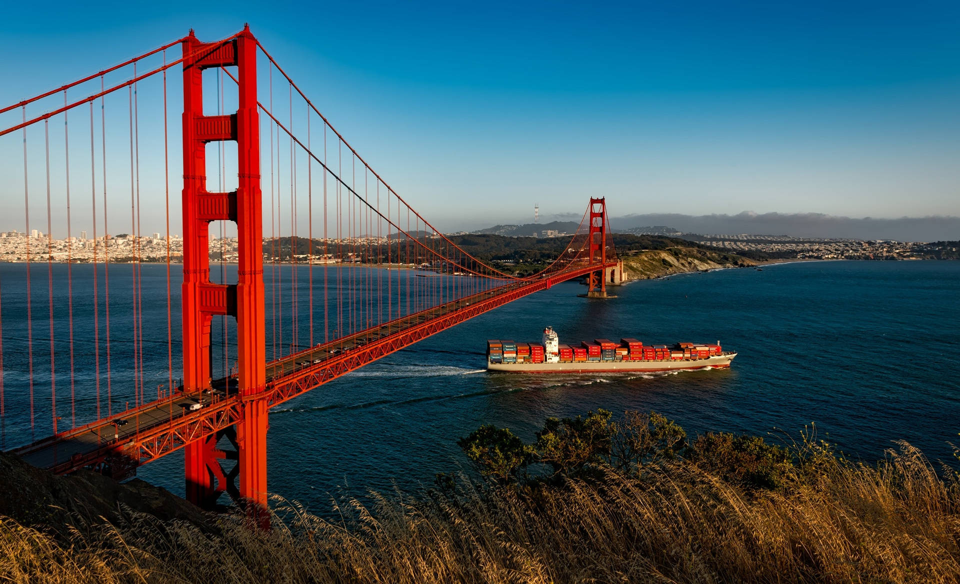 Boat Under Golden Gate Bridge