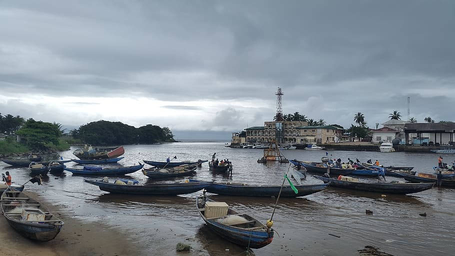 Boats At Wouri The Largest River In Cameroon