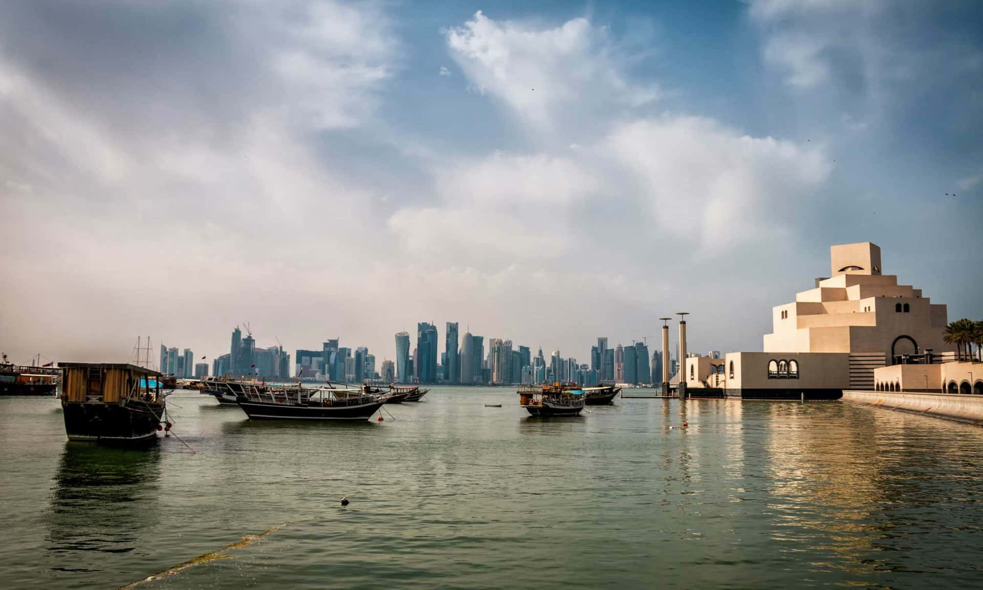 Boats Moored Near The Museum Of Islamic Art