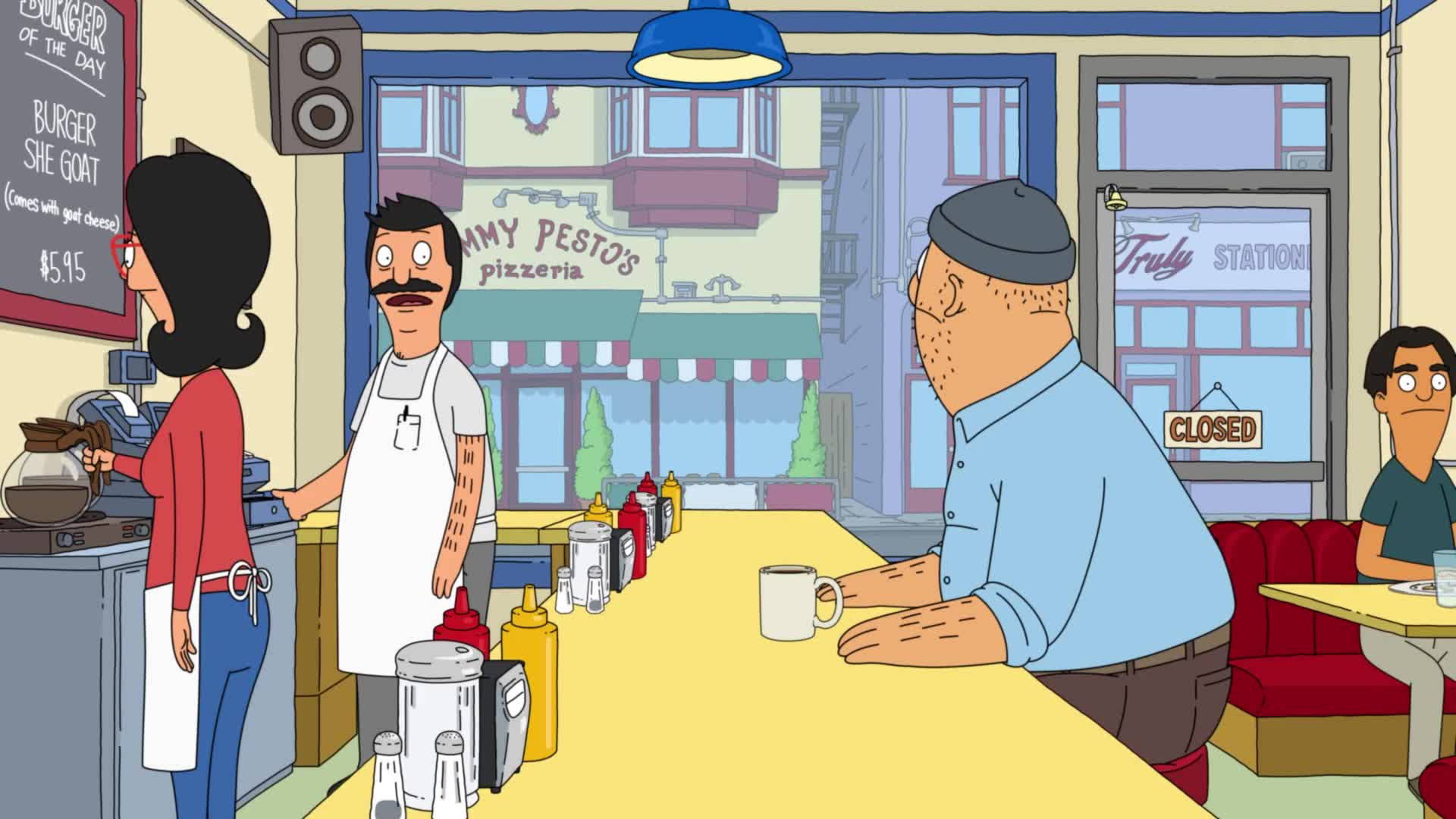 Bob And Teddy In Conversation At Bob's Burgers Background
