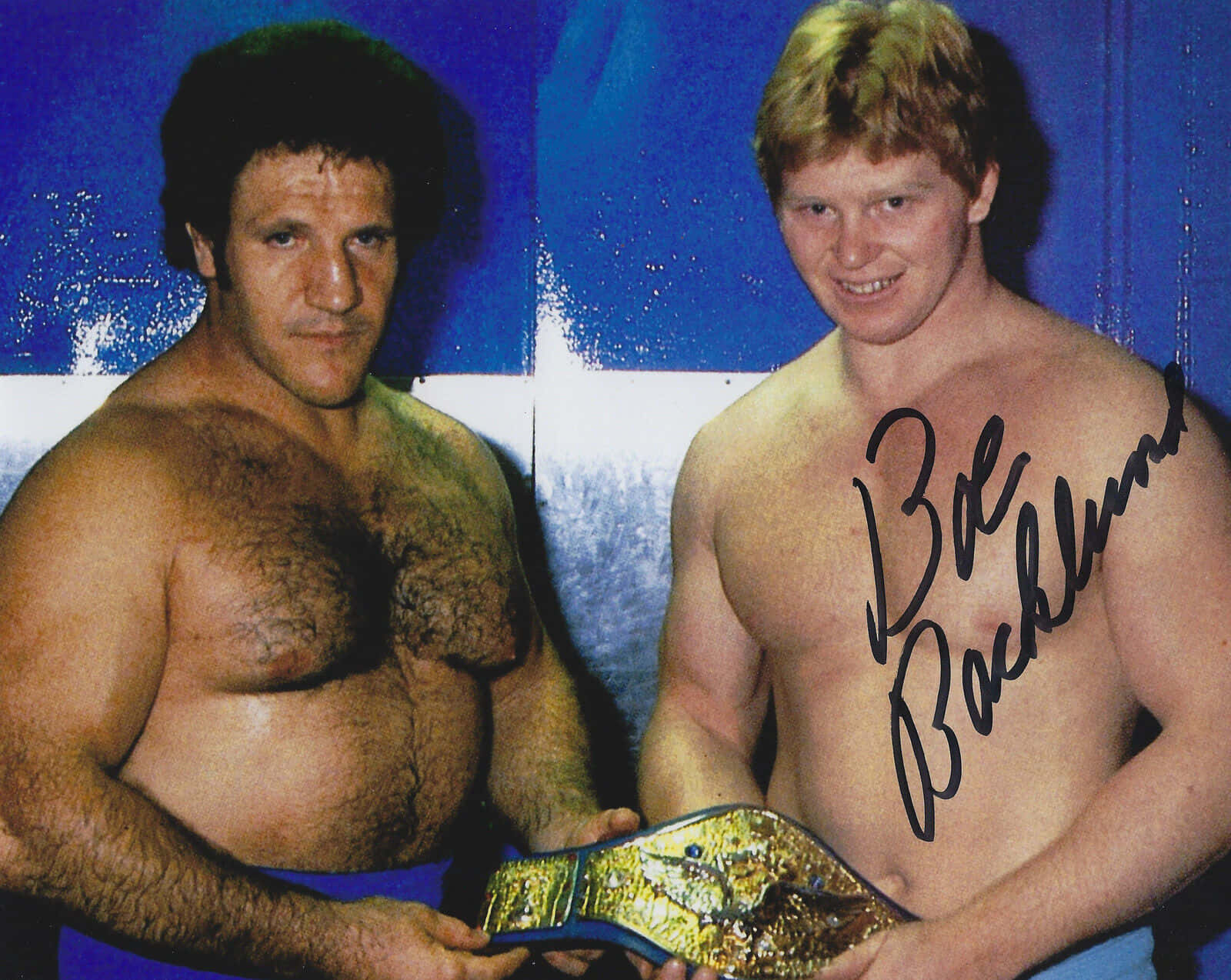 Bob Backlund And Bruno Sammartino Signed Autograph Background
