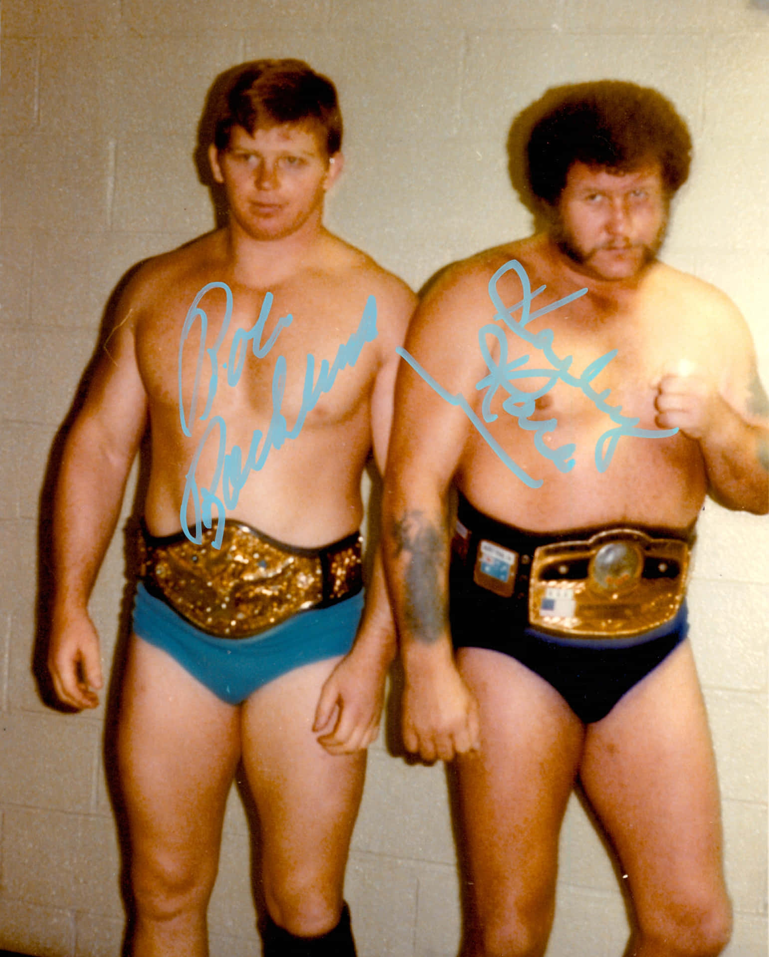 Bob Backlund And Harley Race Dual Sign Background