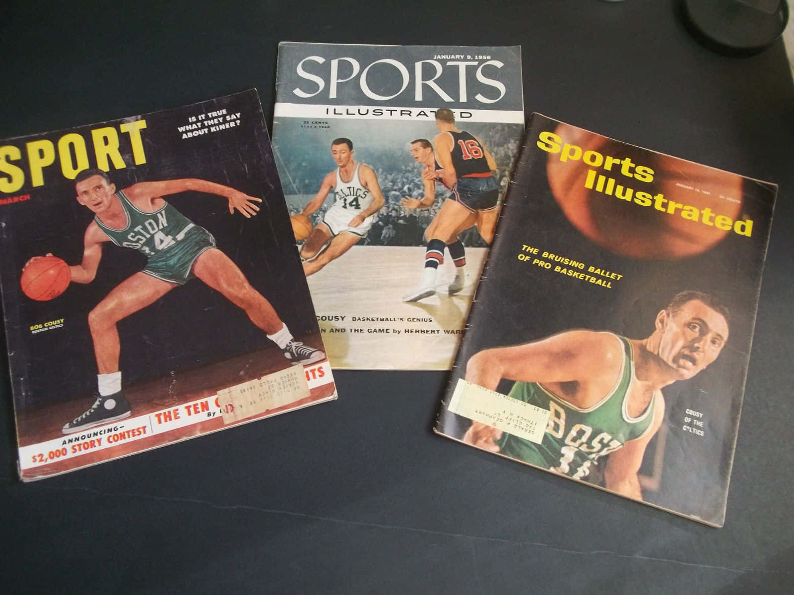 Bob Cousy Three Sports Magazines Background