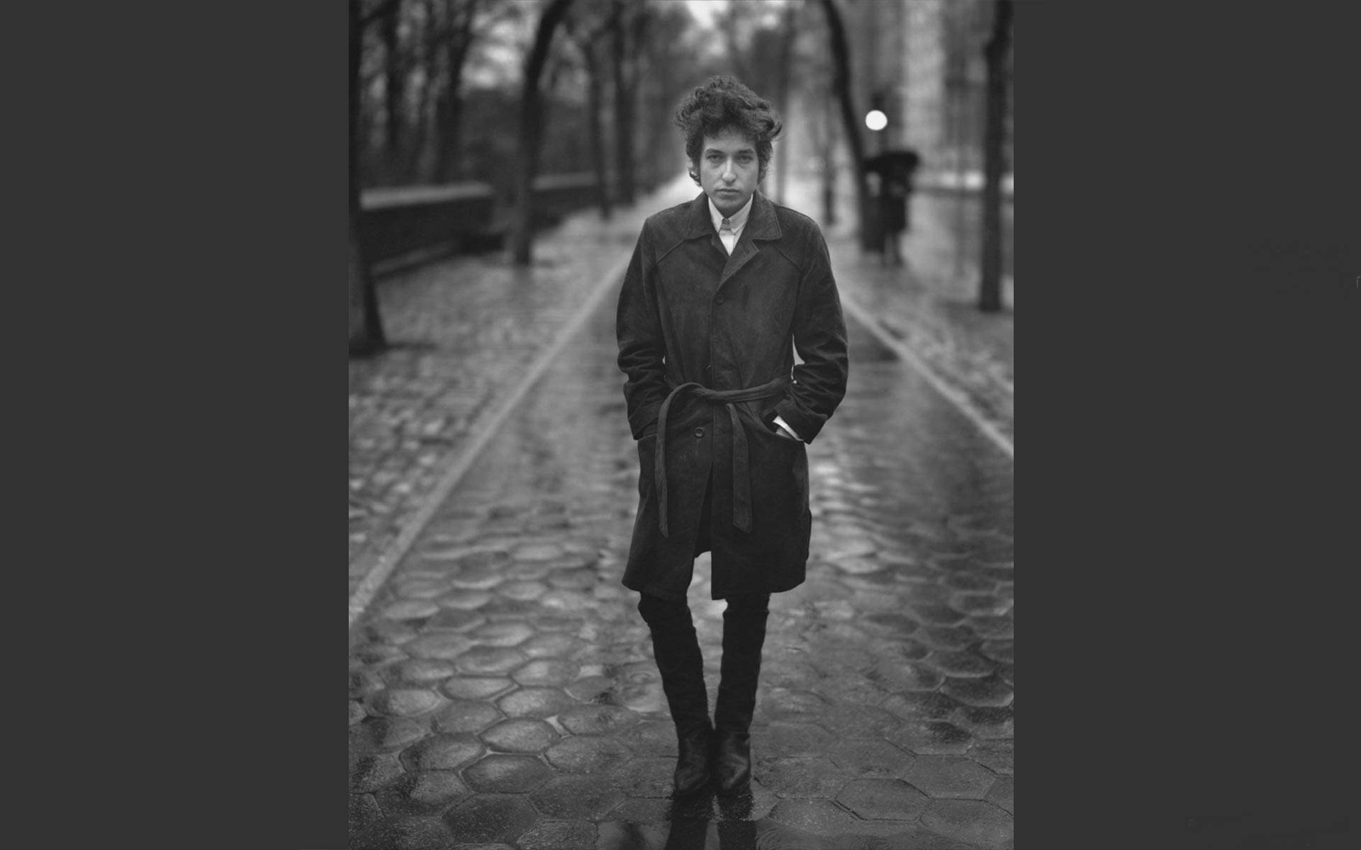 Bob Dylan Black And White Rainy Day Street