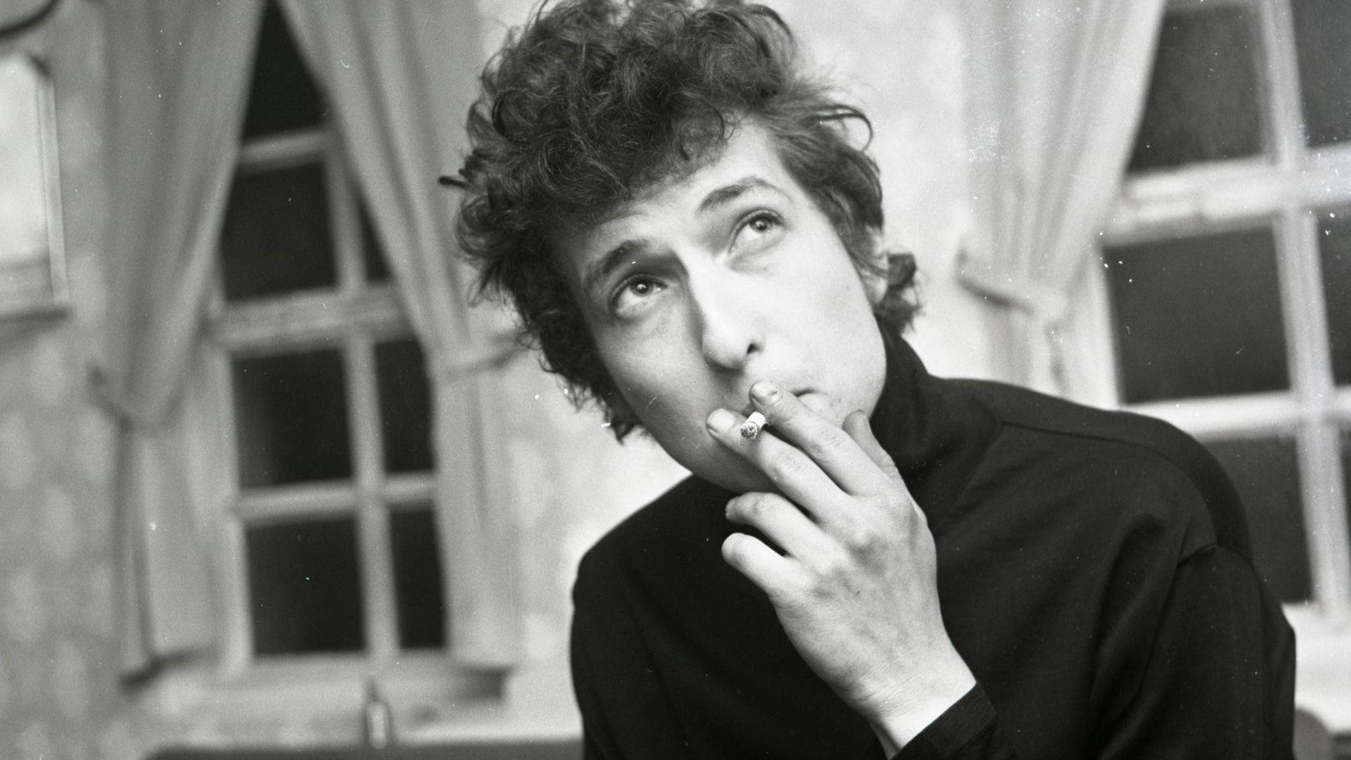 Bob Dylan Black And White Smoking Greyscale Background