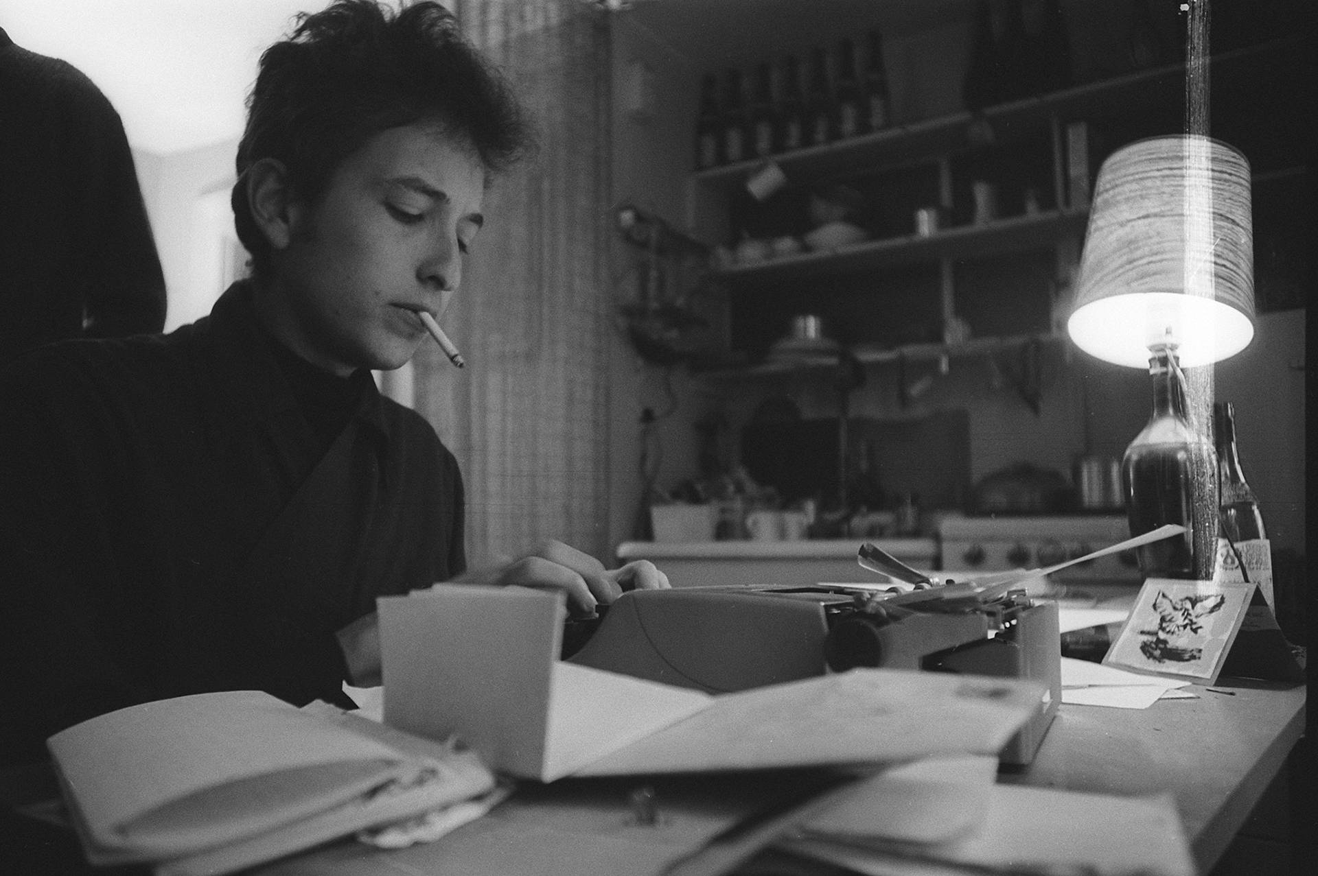 Bob Dylan Black And White Typewriter Background