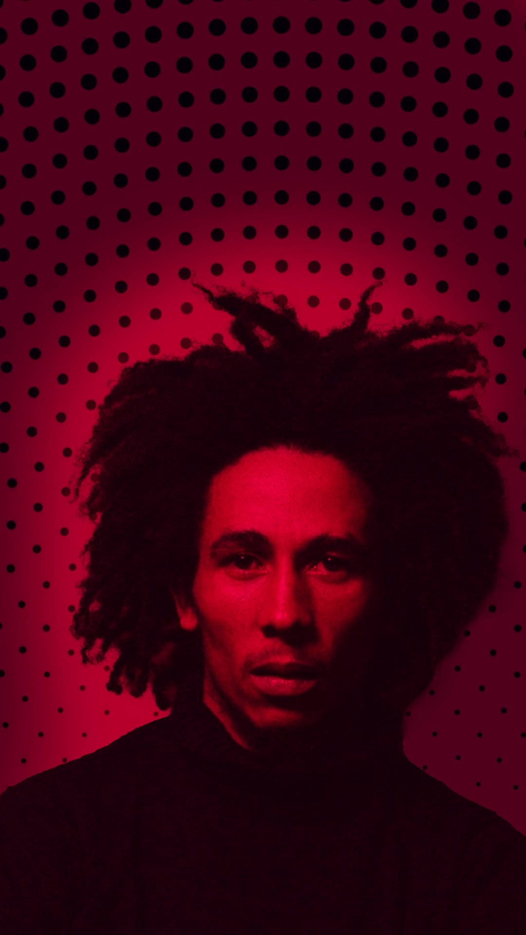 Bob Marley Red Dotted Background