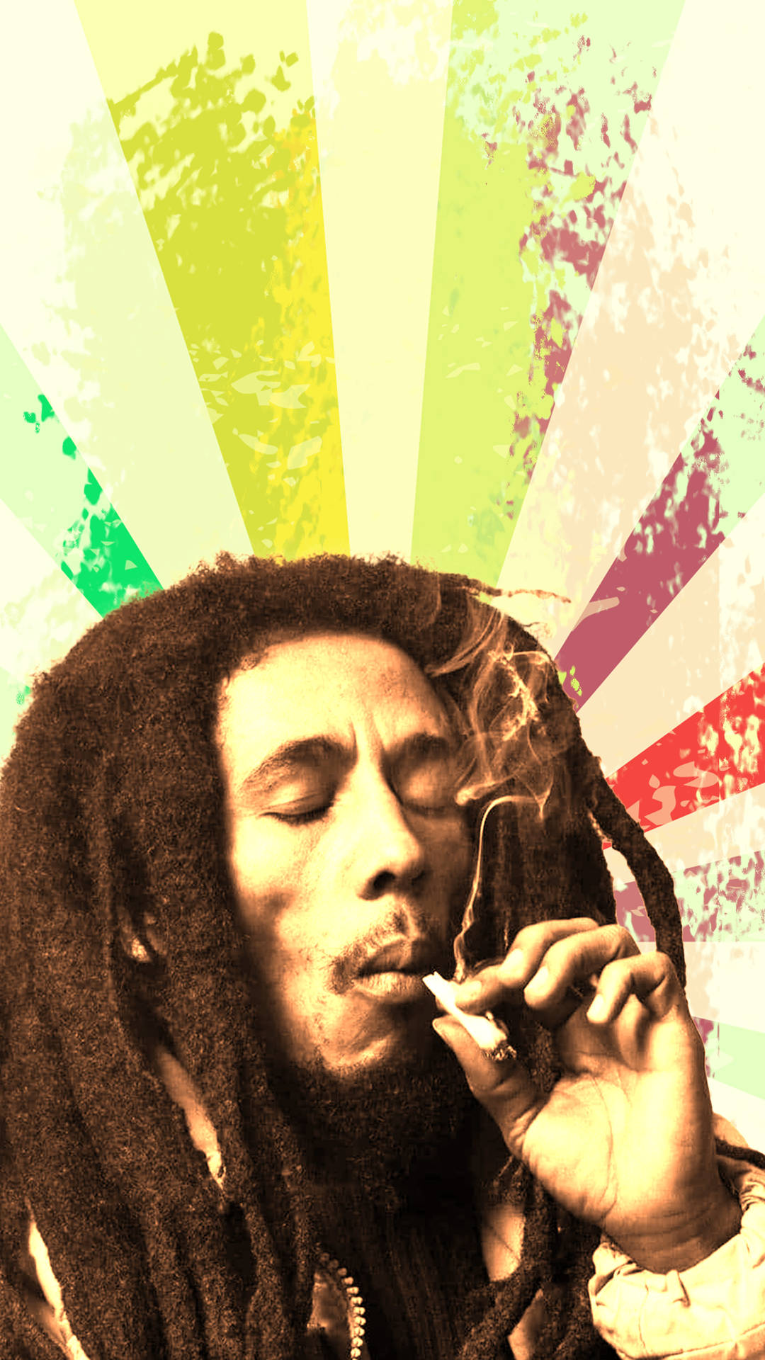 Bob Marley Smoking Striped Background