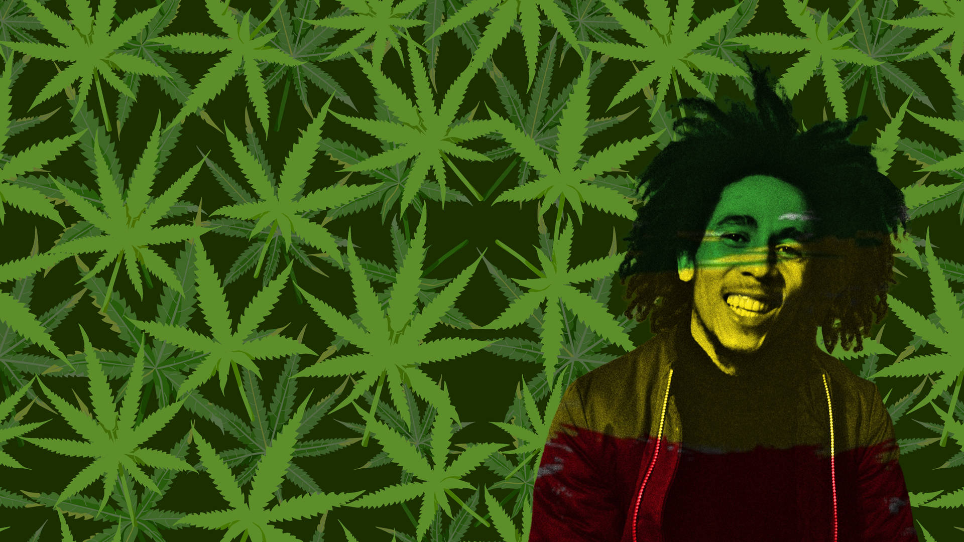 Bob Marley Tiled Weed Leaves