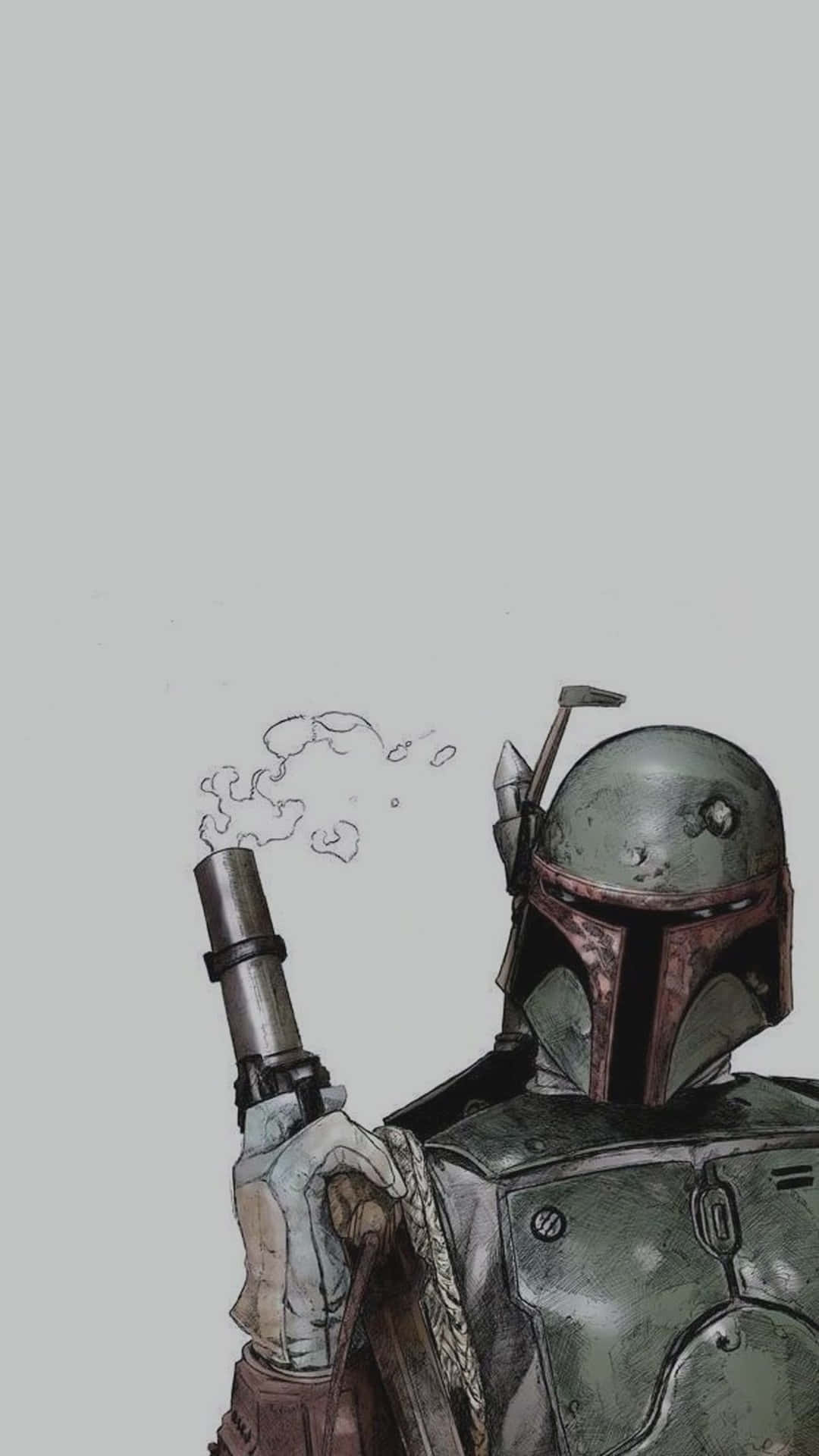 Boba Fett On Grey The Mandalorian Iphone Background