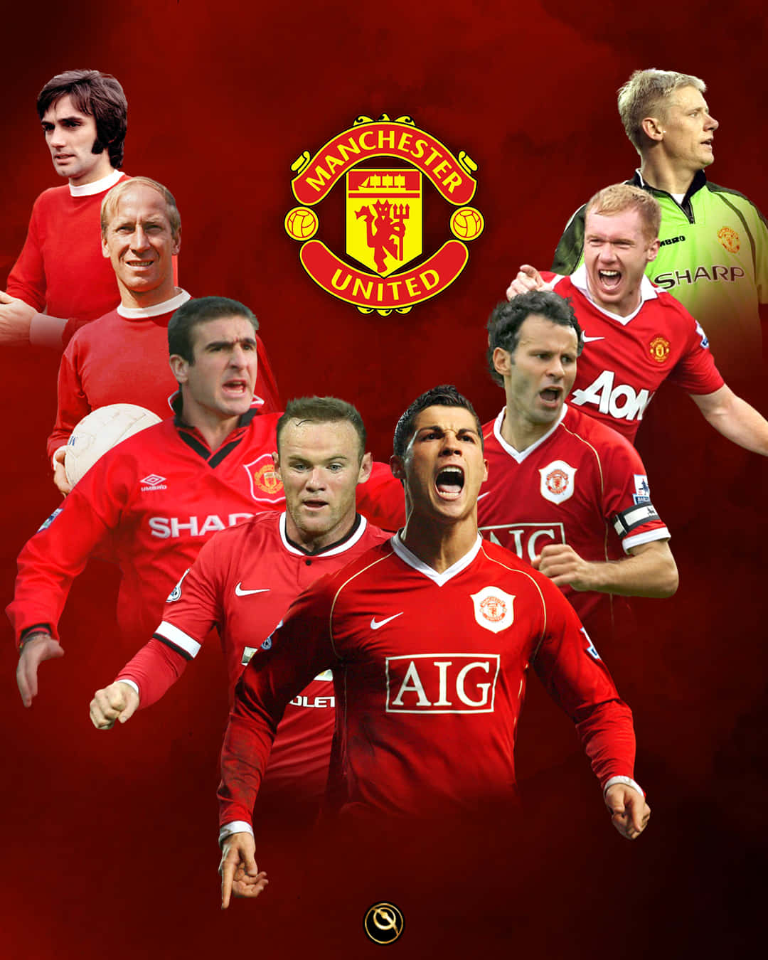 Bobby Charlton Manchester United Legends Photo Collage Background