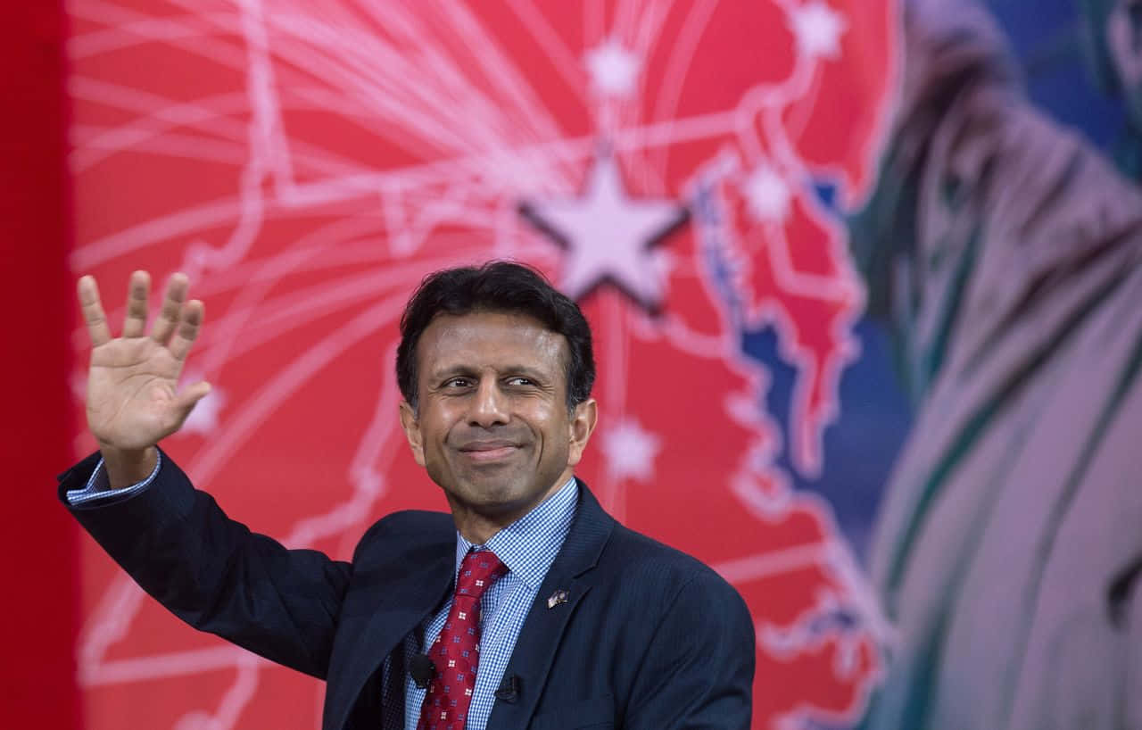 Bobby Jindal Waving To Audience On Stage