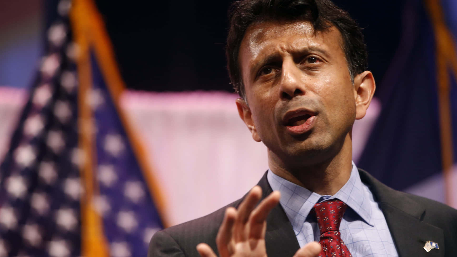Bobby Jindal With Us Flags