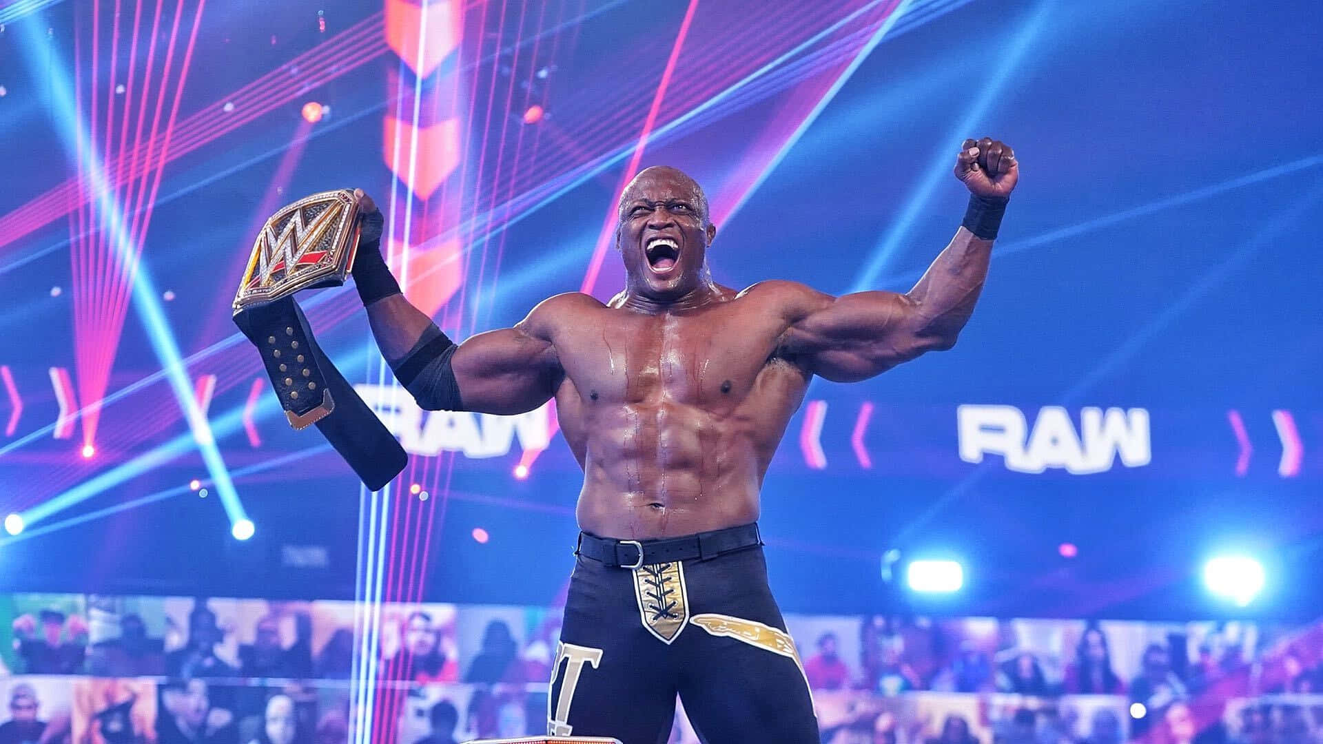 Bobby Lashley With Victorious Expression Background