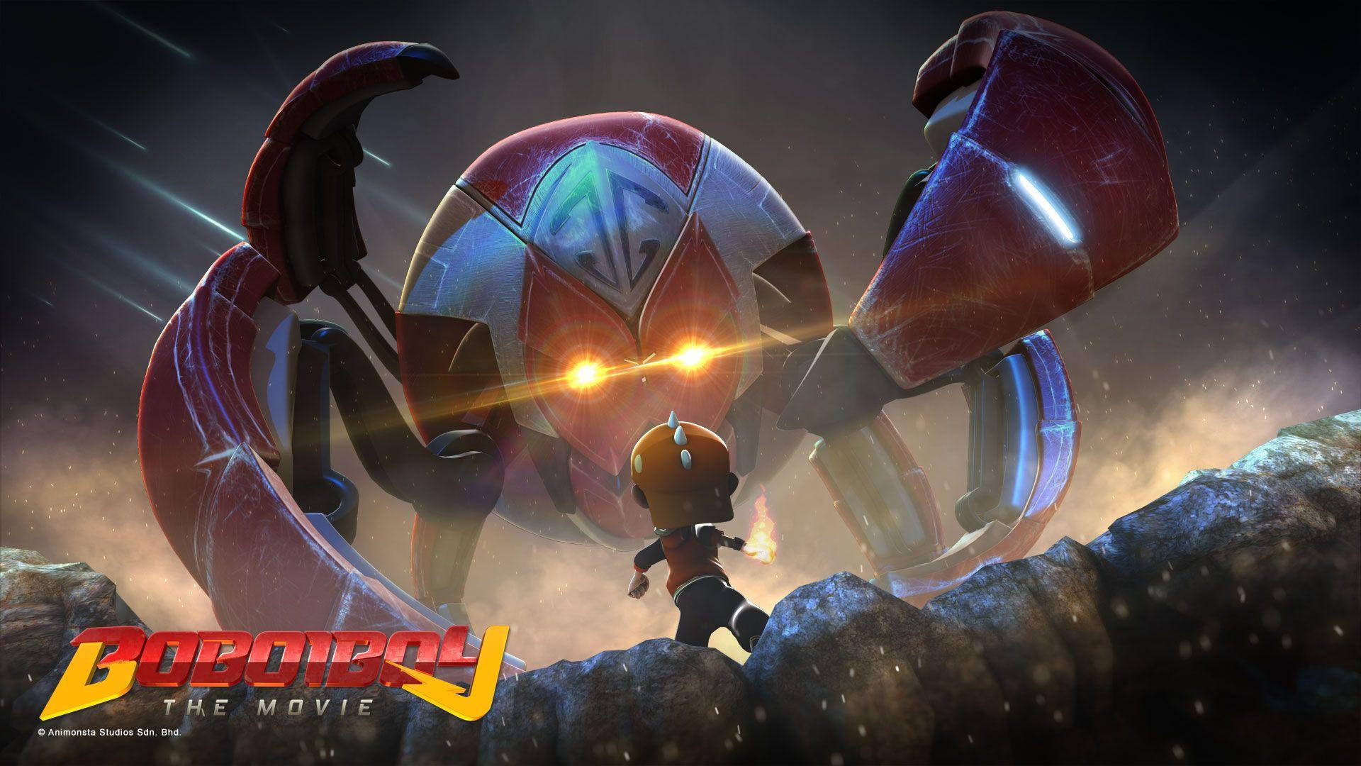 Boboiboy Fighting Off A Crab Machine