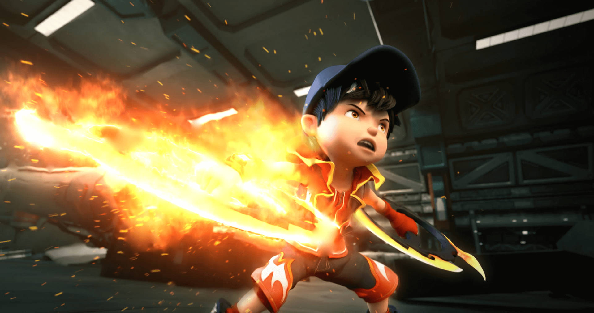 Boboiboy Fire Weapon Background