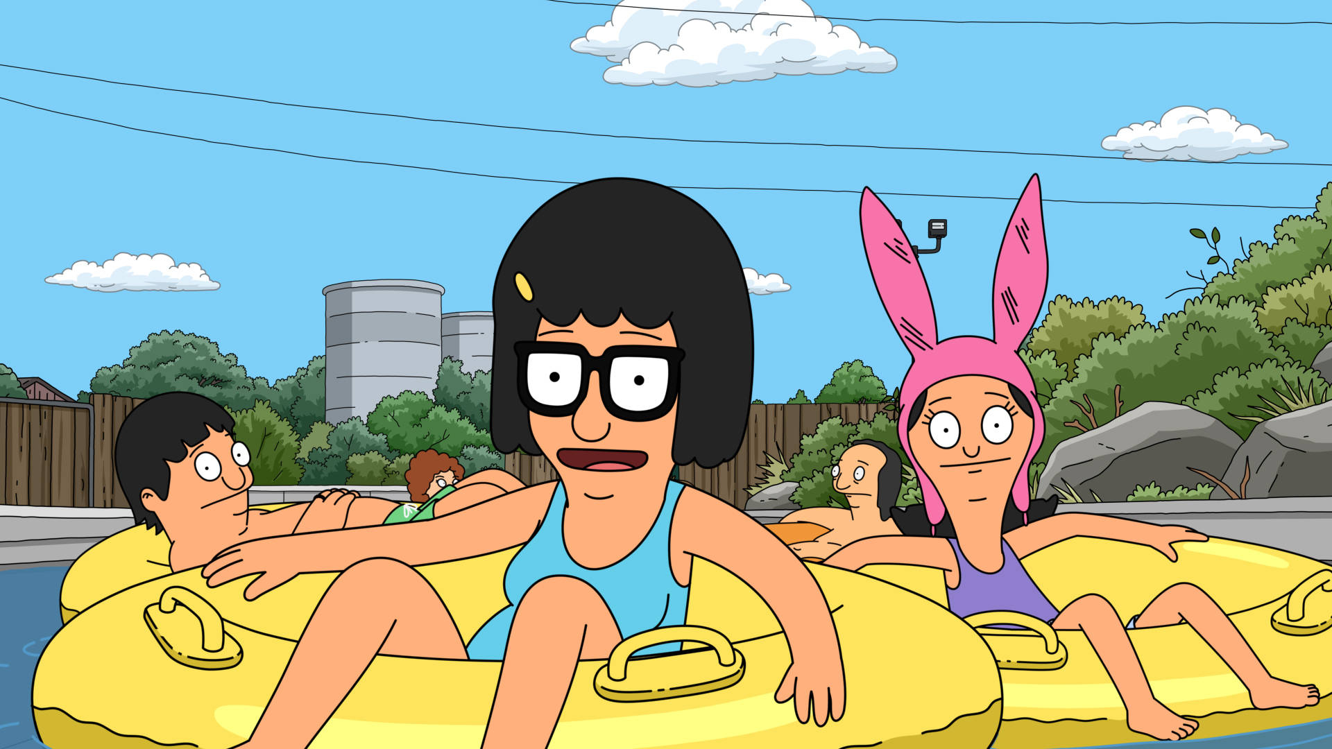 Bobs Burgers Belcher Siblings In The Pool Background