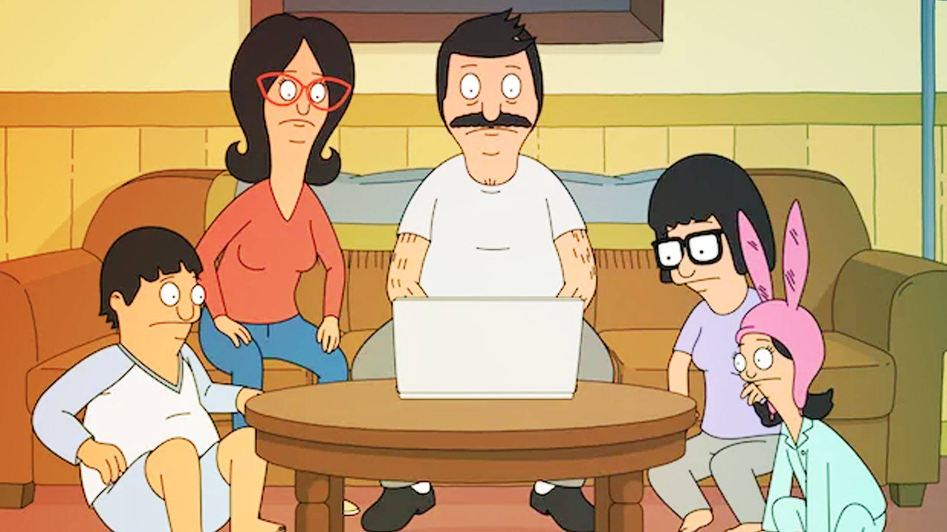 Bobs Burgers Belchers In The Living Room Background