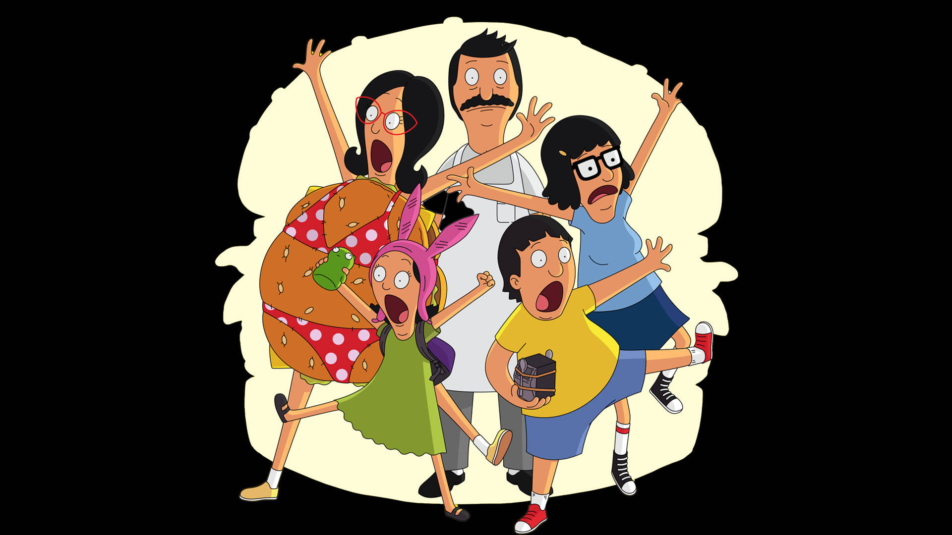 Bobs Burgers Belchers With Outstretched Arms Background