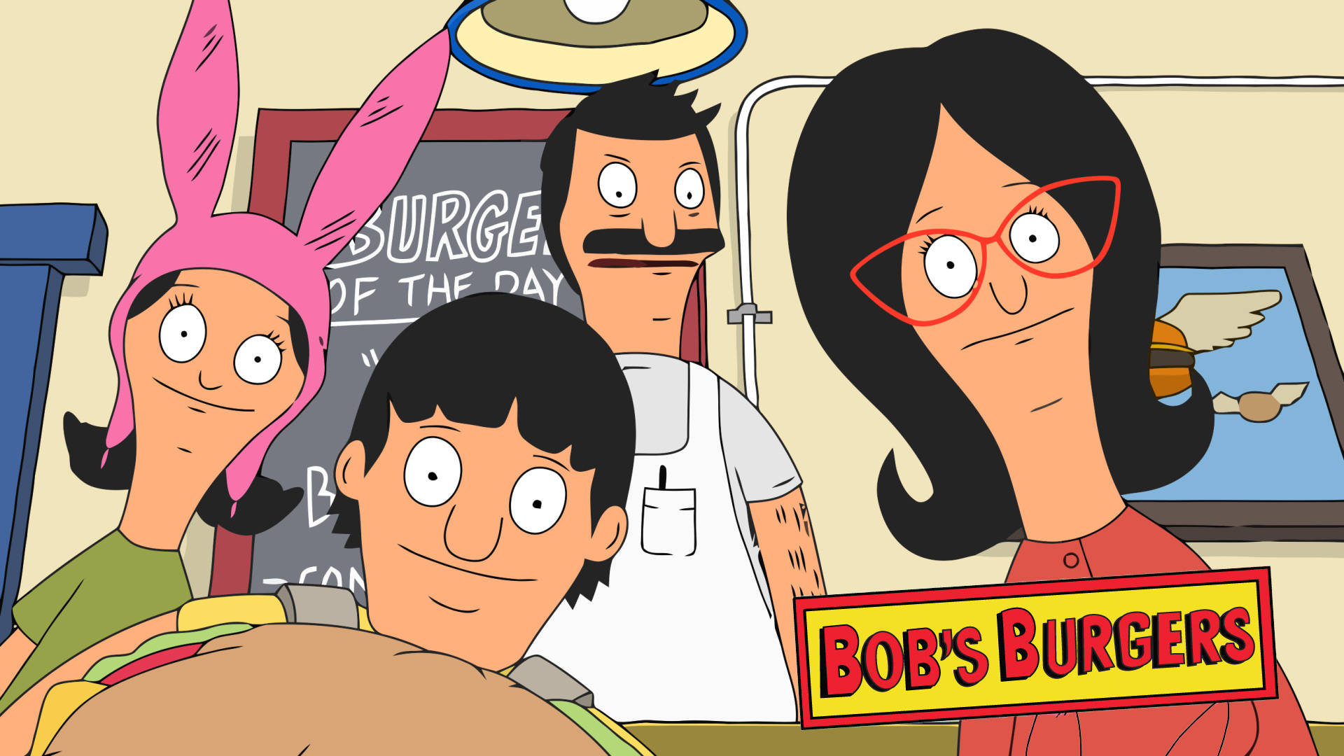 Bobs Burgers Gene, Louise, Bob, And Linda Background
