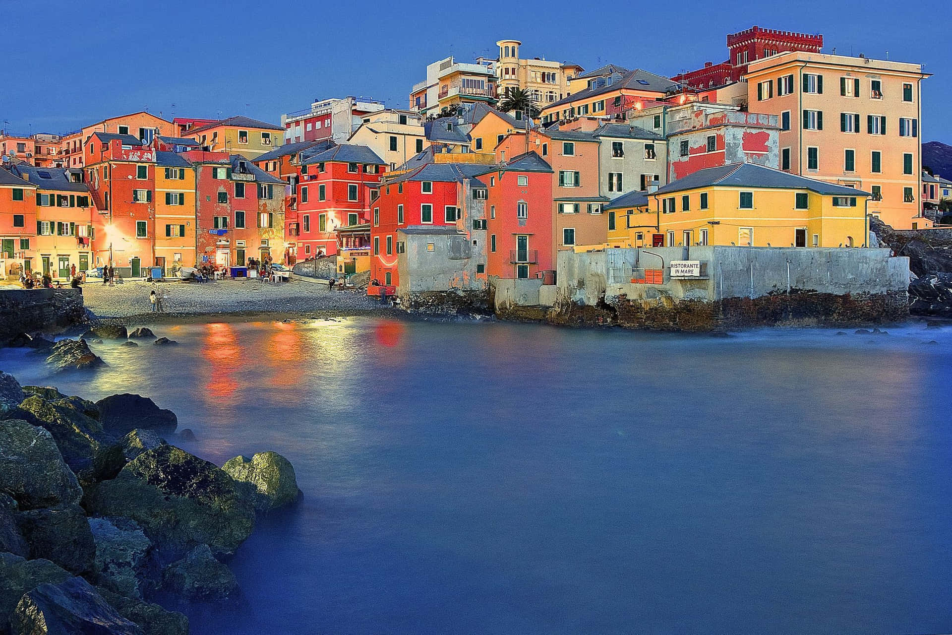 Boccadasse Beach In Portofino Italy Background