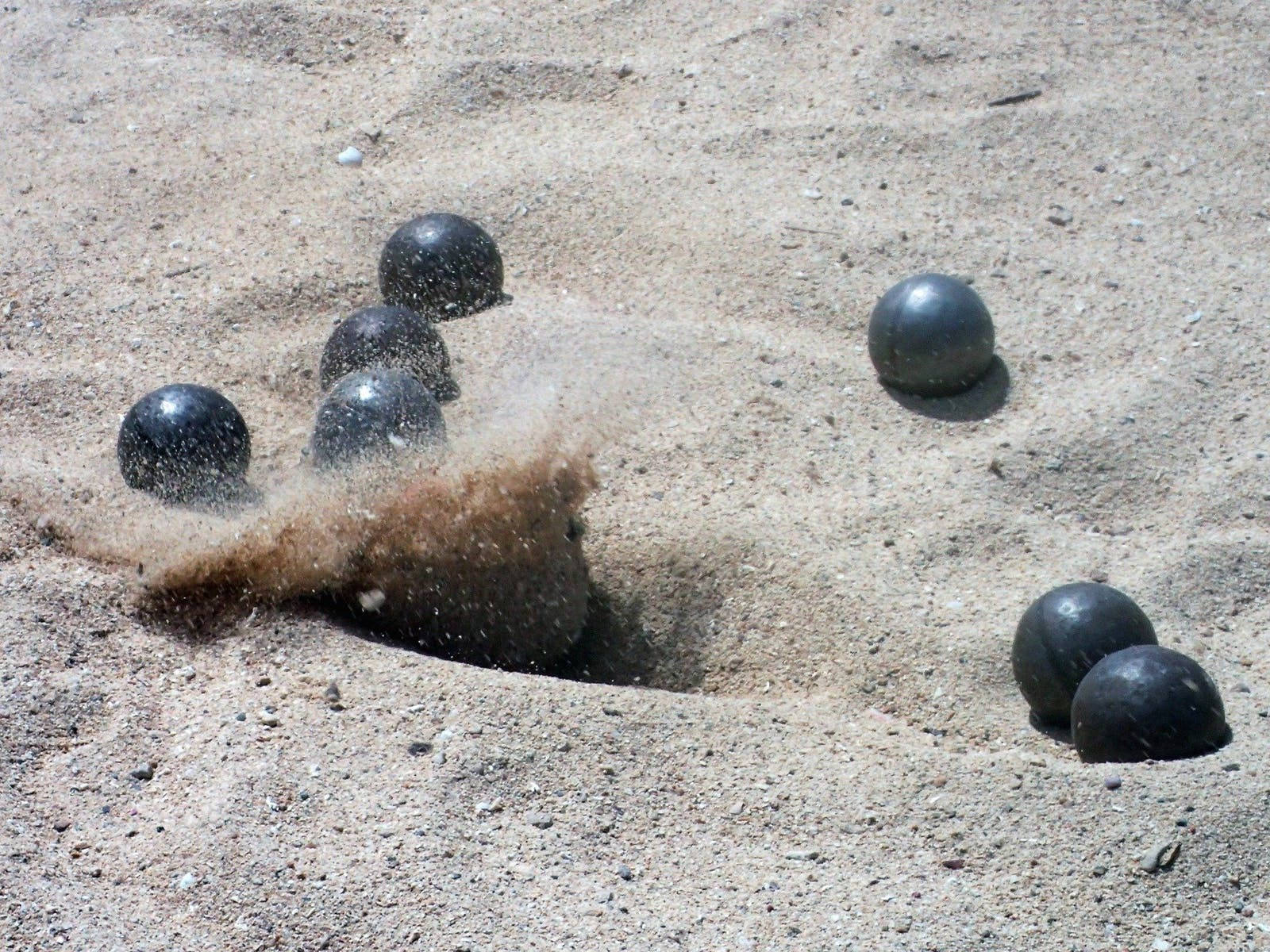 Bocce Ball Black Aesthetic On Sand Background