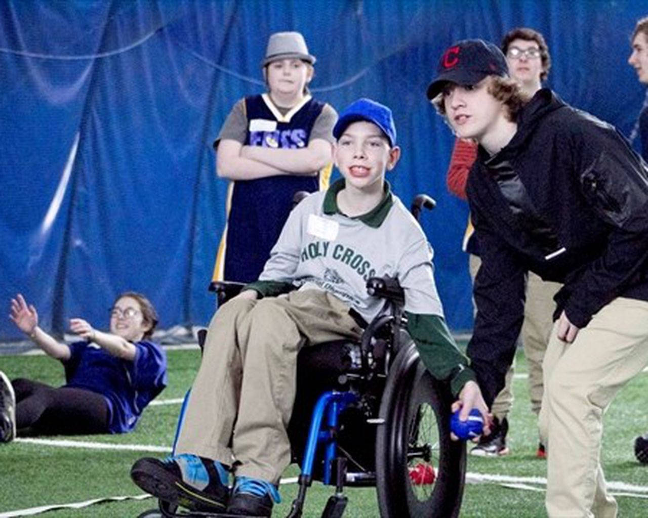 Bocce Ball Disabled Boy Holding Ball Background